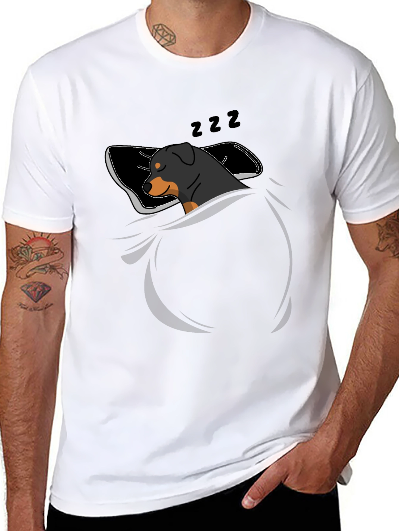 Sleeping Rottweiler Graphic Tee - Black