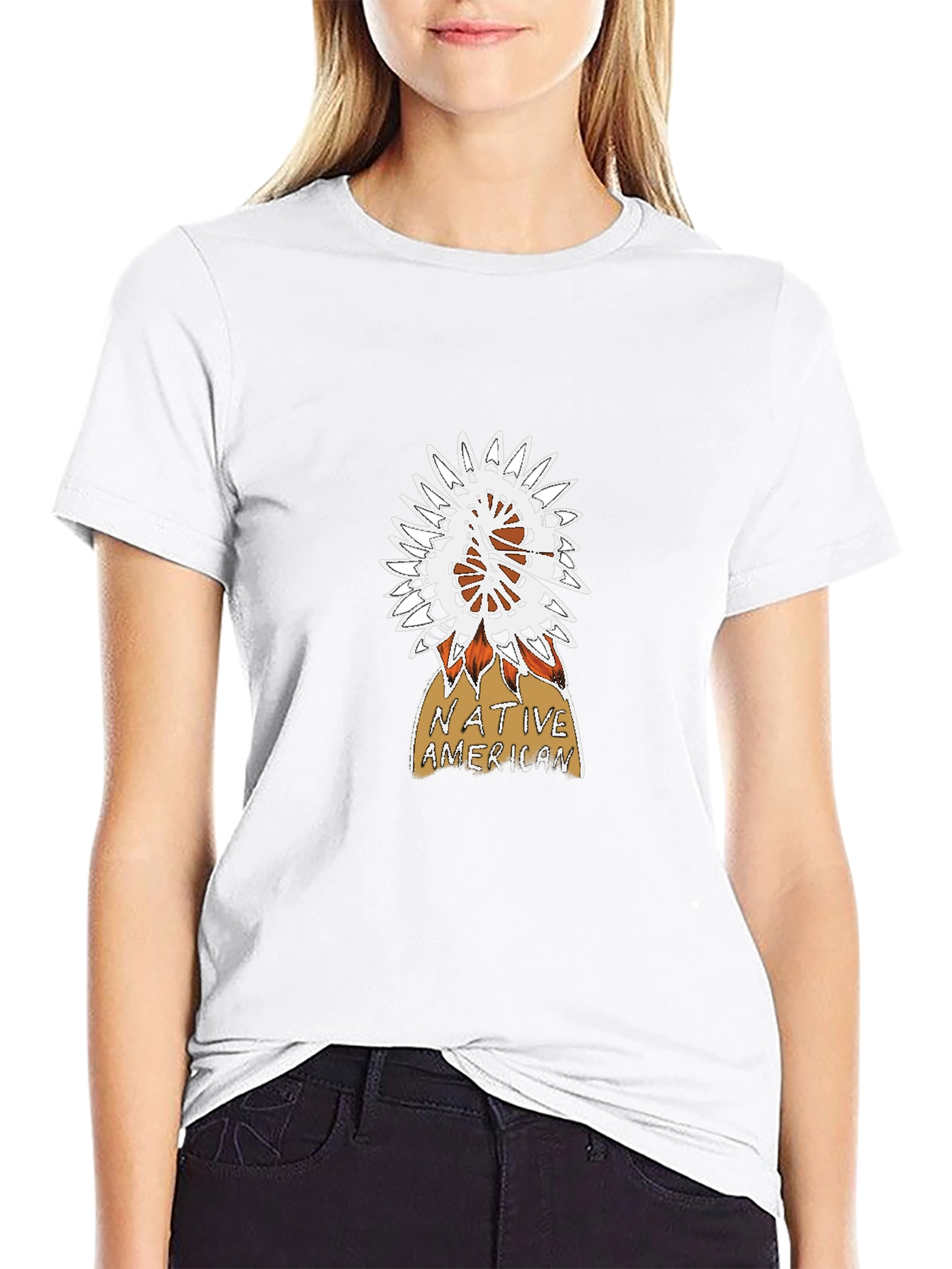 Native American Graphic Print Black T-Shirt