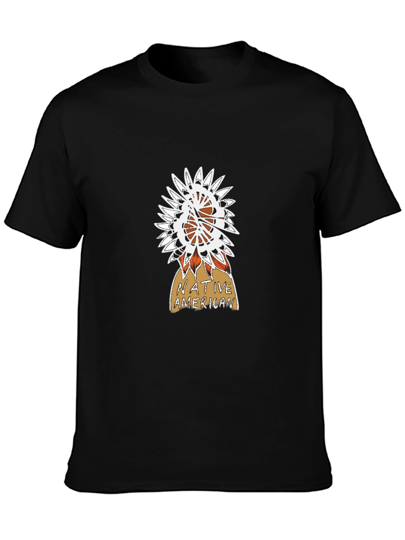 Native American Graphic Print Black T-Shirt