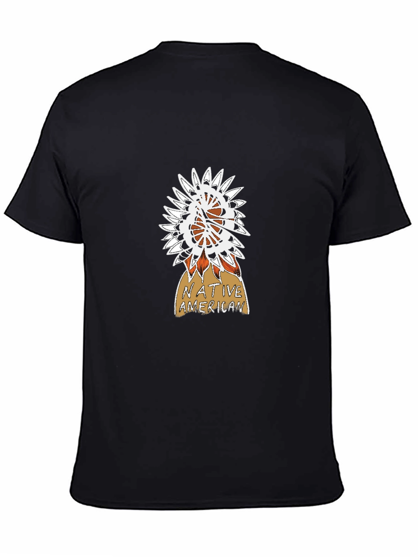 Native American Graphic Print Black T-Shirt