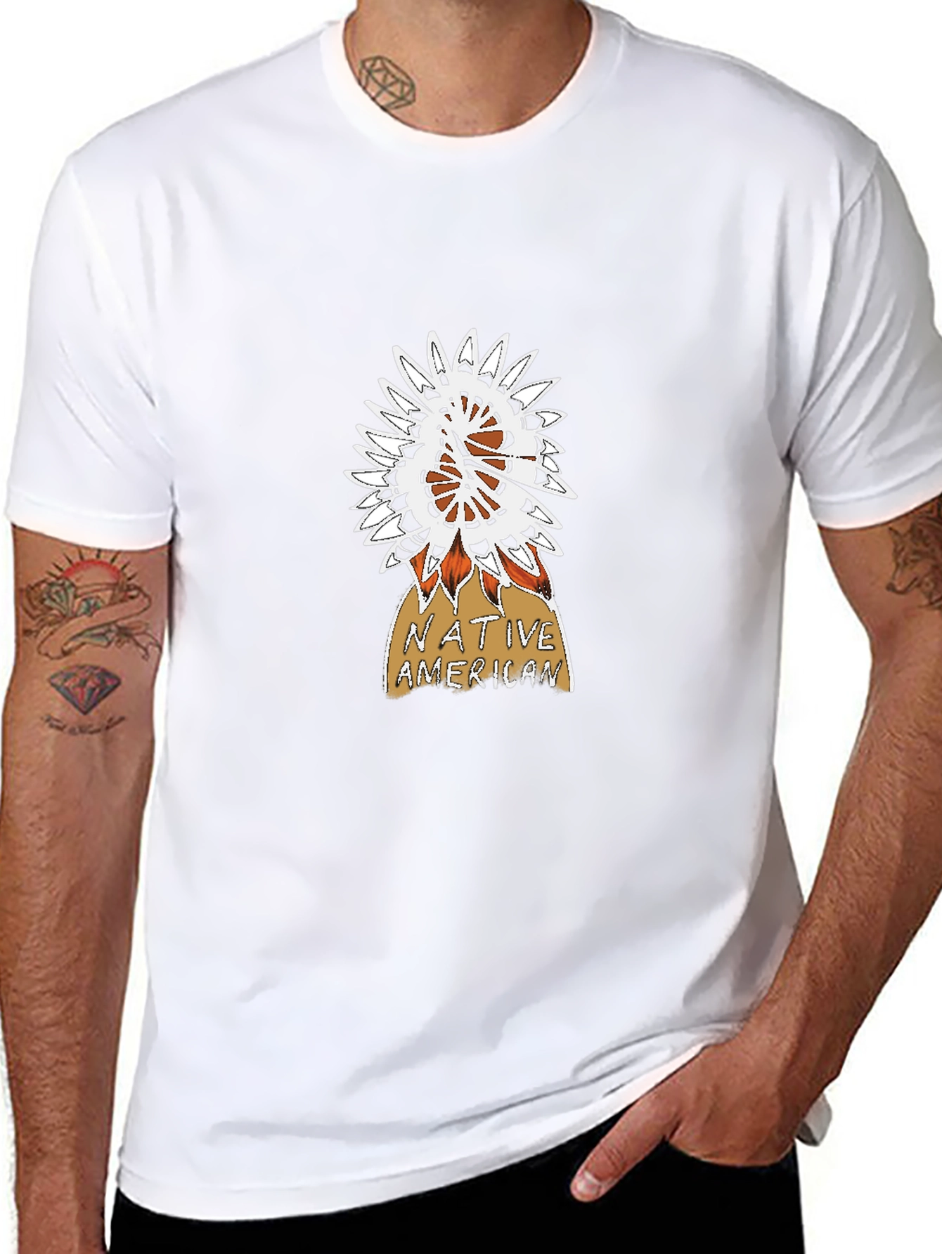 Native American Graphic Print Black T-Shirt