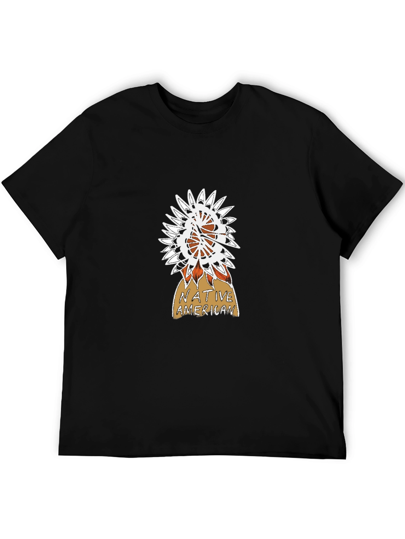 Native American Graphic Print Black T-Shirt