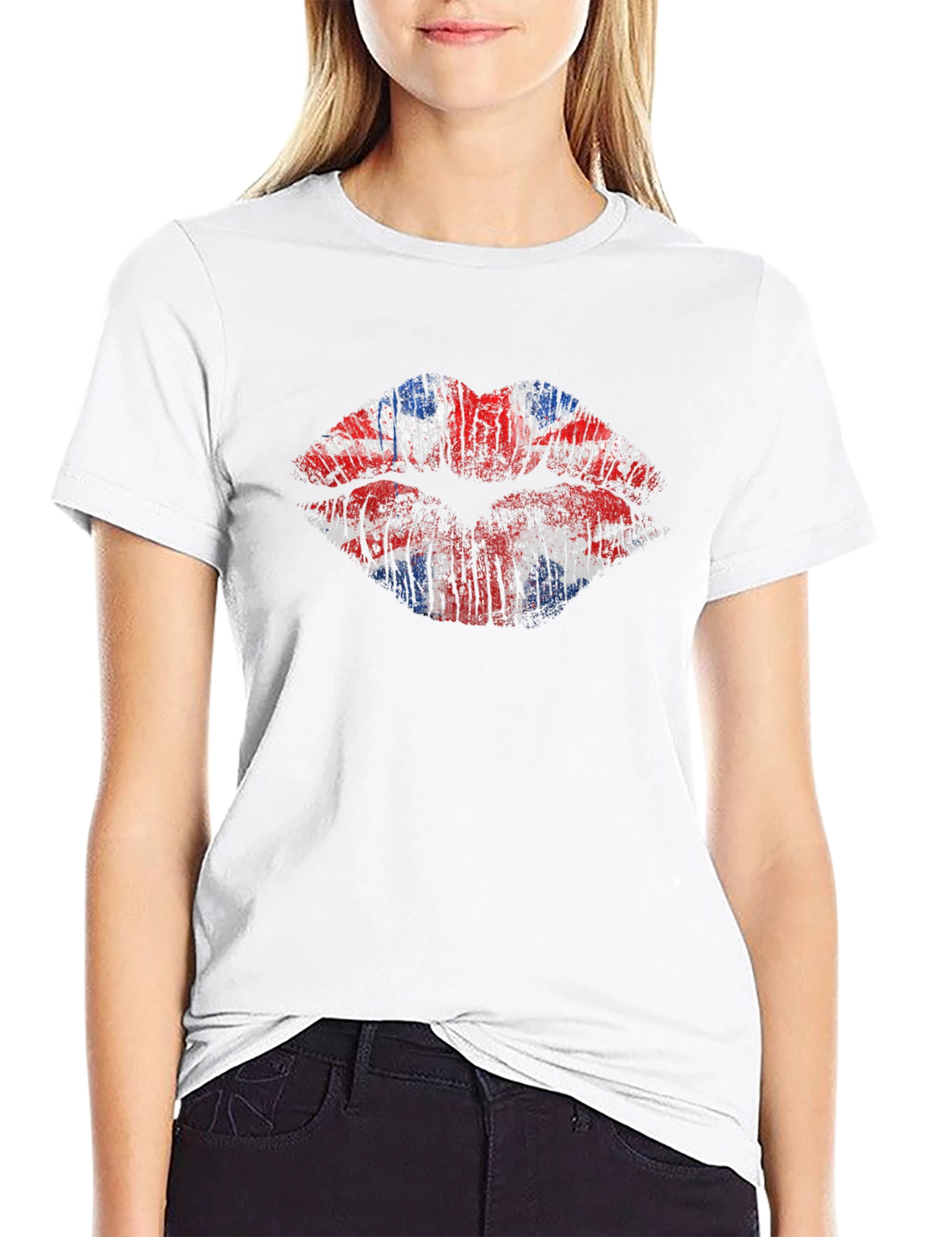Union Jack Lips Graphic Black Tee