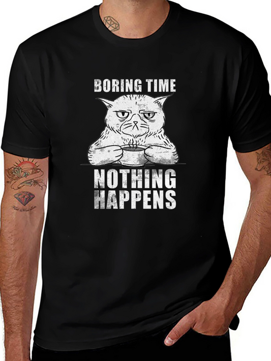 Boring Time Cat Graphic T-Shirt