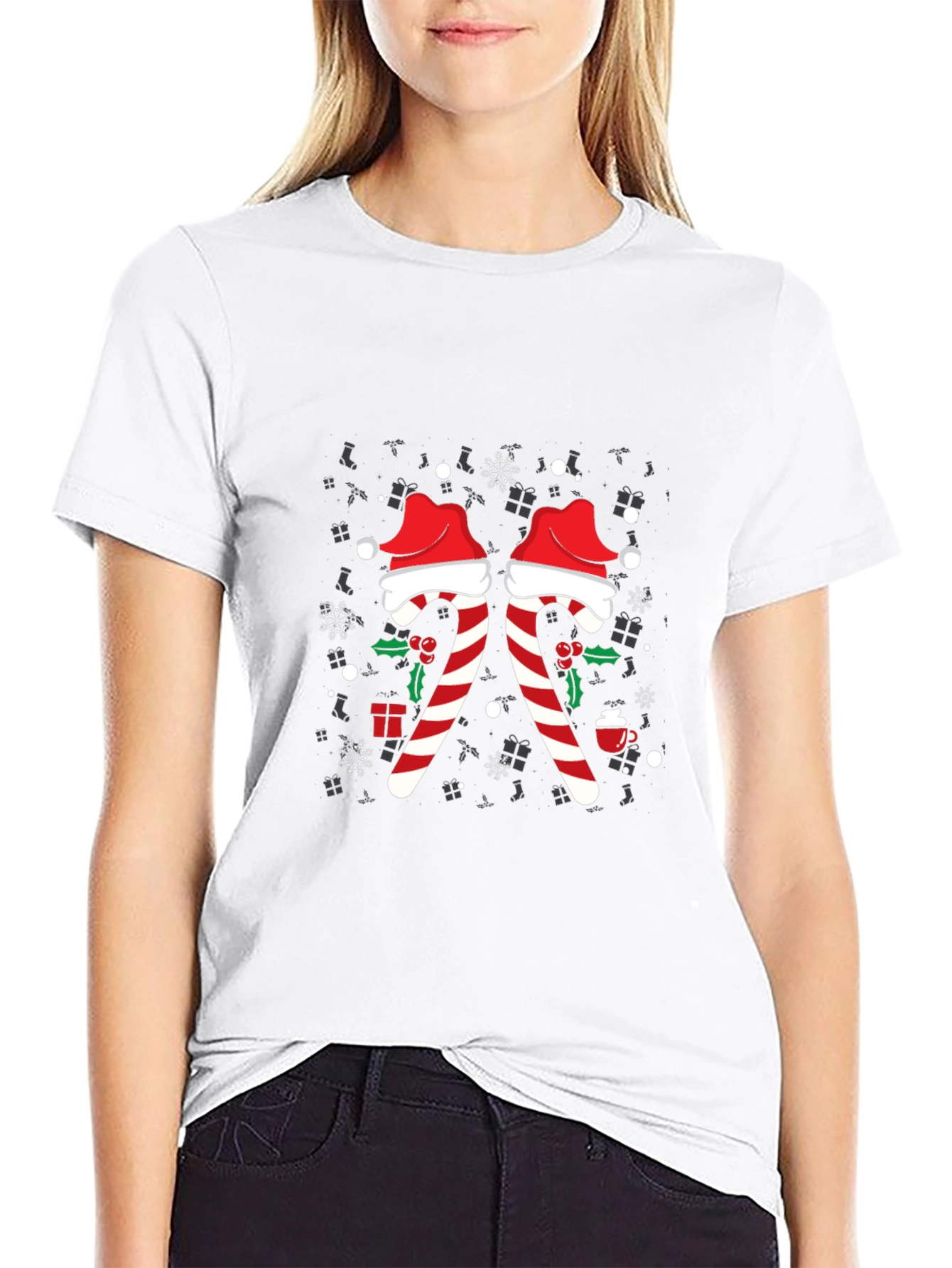 Festive Candy Cane Christmas T-Shirt