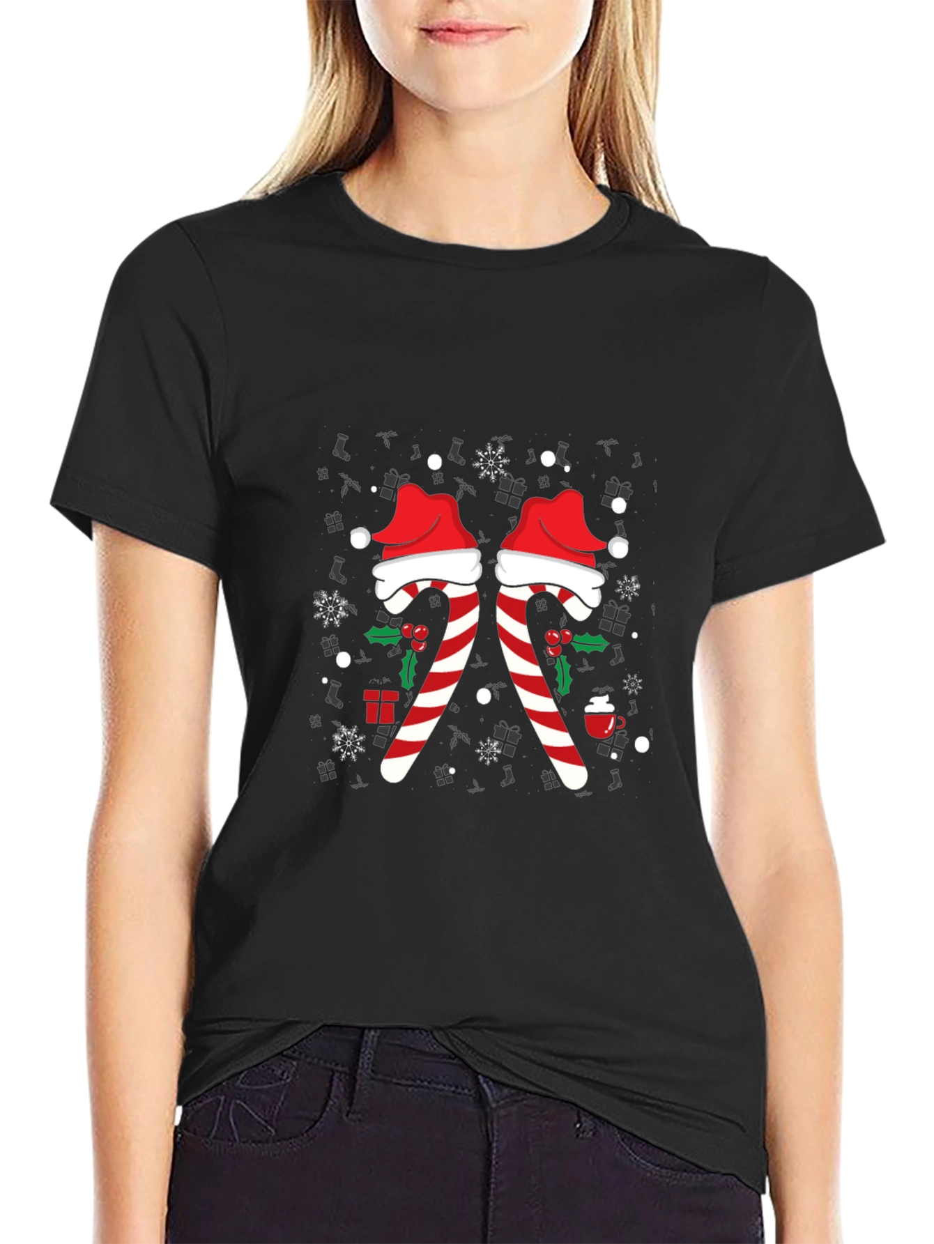 Festive Candy Cane Christmas T-Shirt