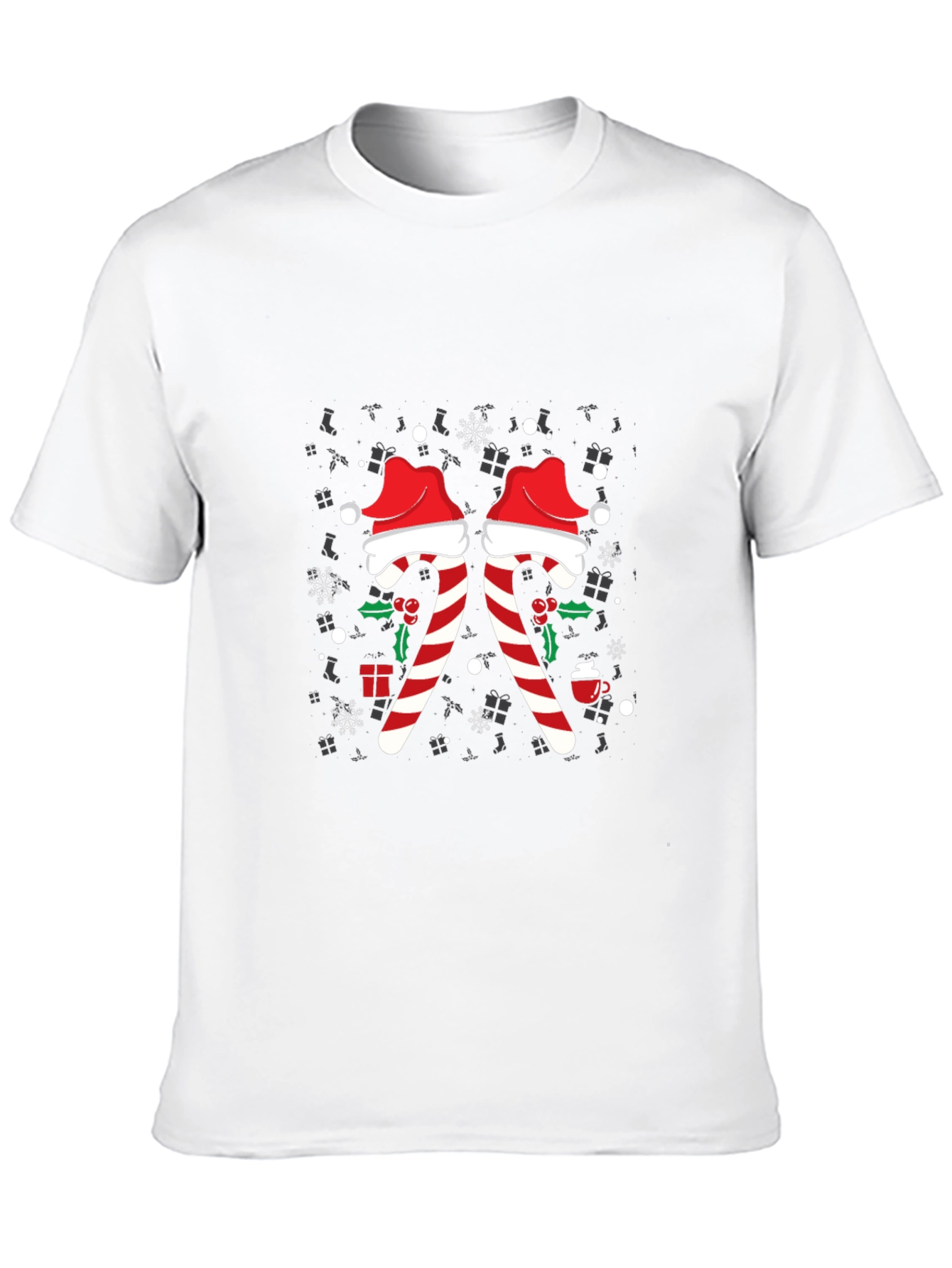 Festive Candy Cane Christmas T-Shirt