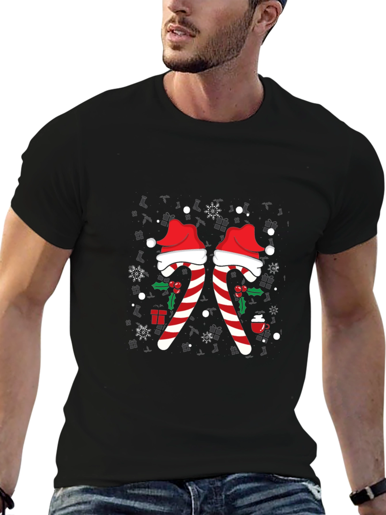 Festive Candy Cane Christmas T-Shirt