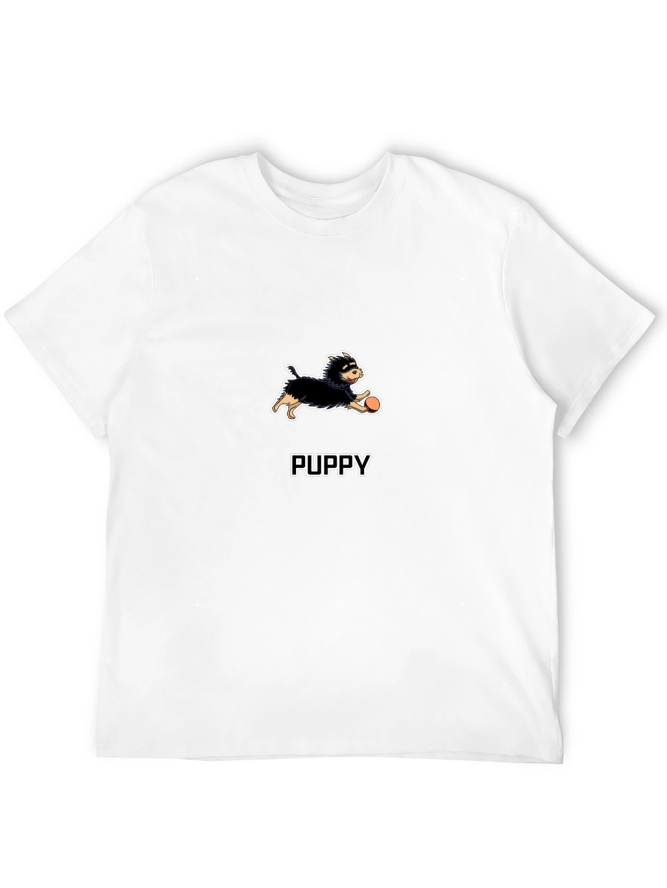 Puppy Cartoon Graphic Black T-Shirt