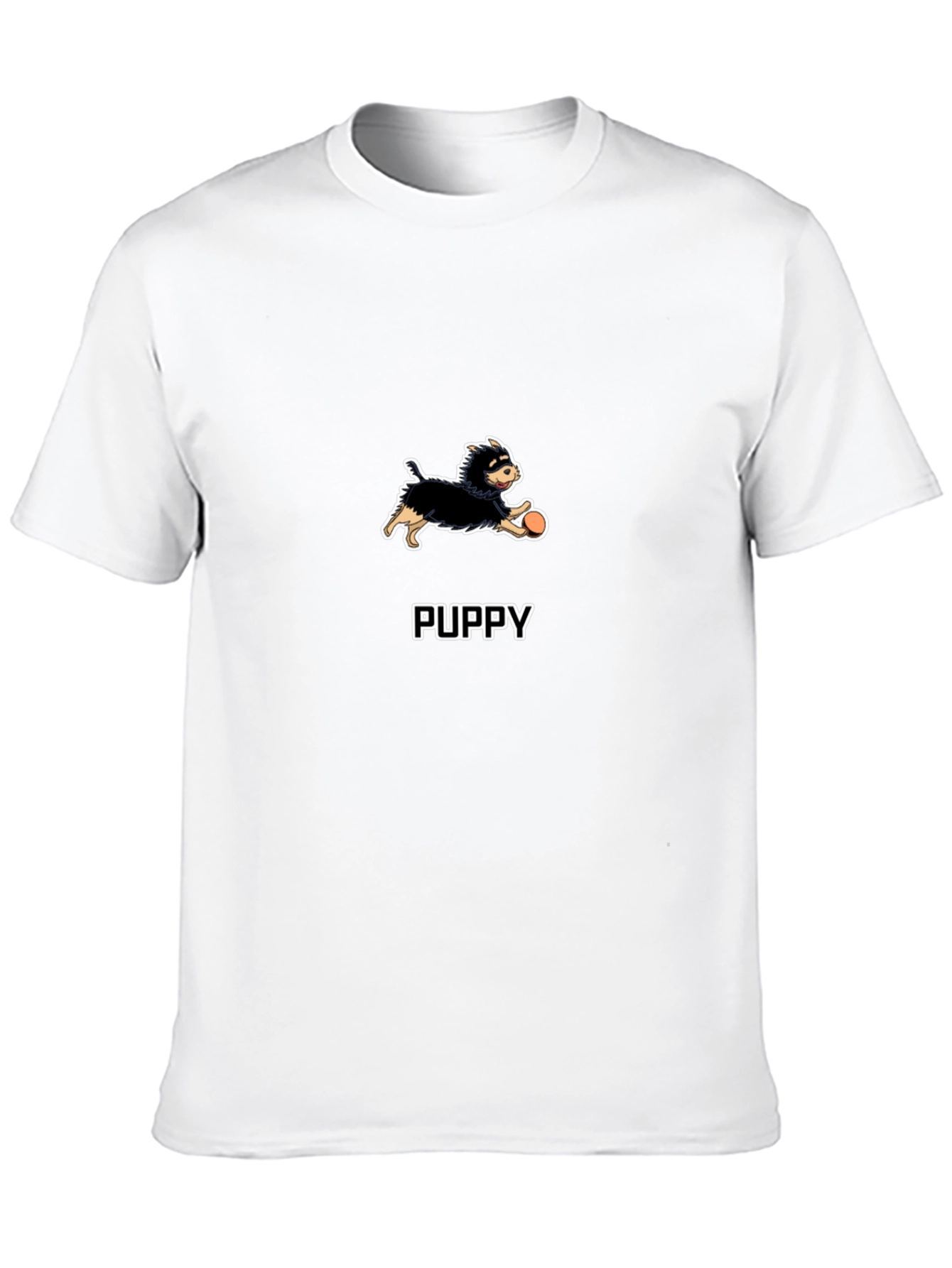 Puppy Cartoon Graphic Black T-Shirt