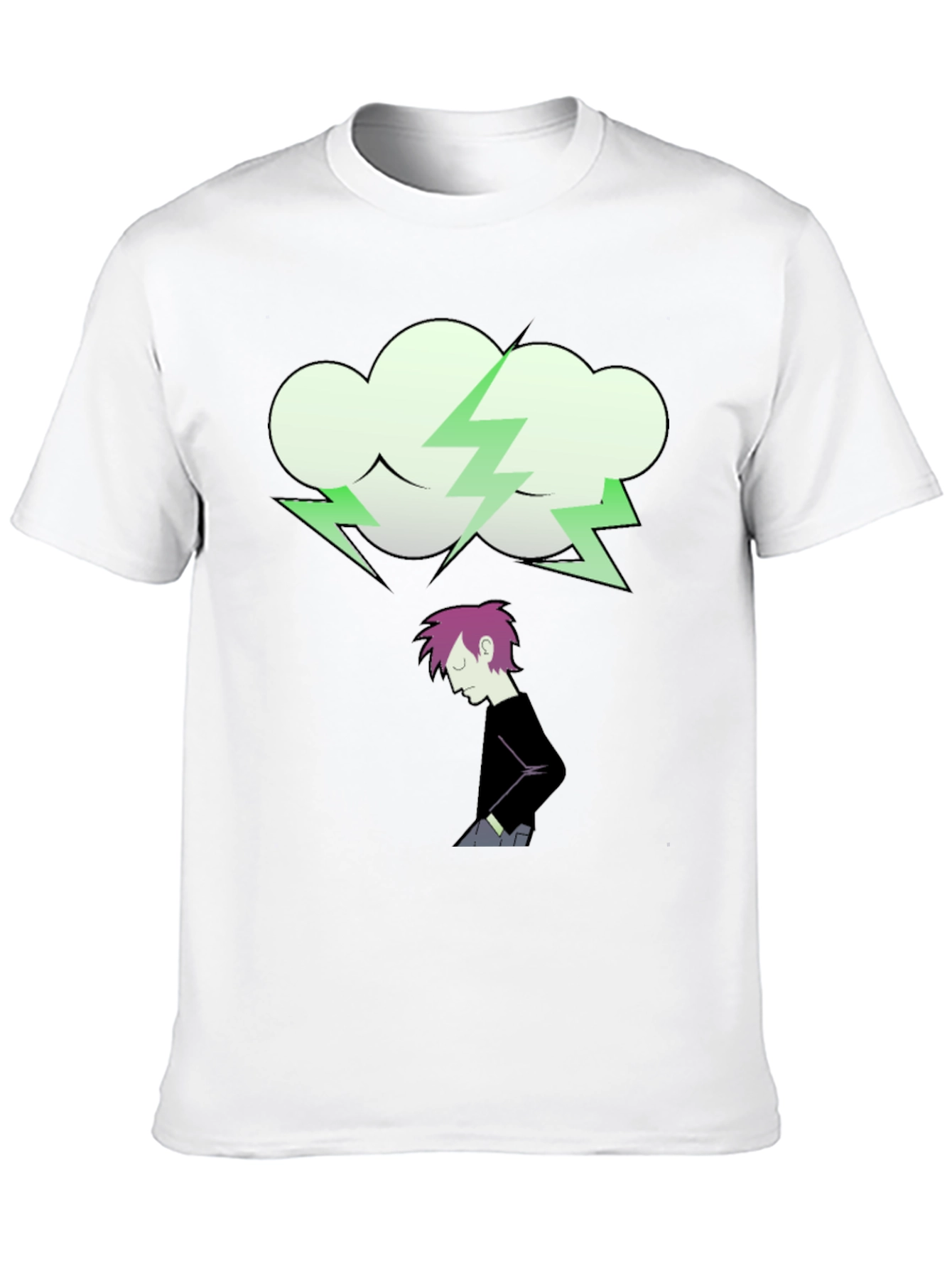 Cartoon Cloud Lightning Bolt Graphic Tee