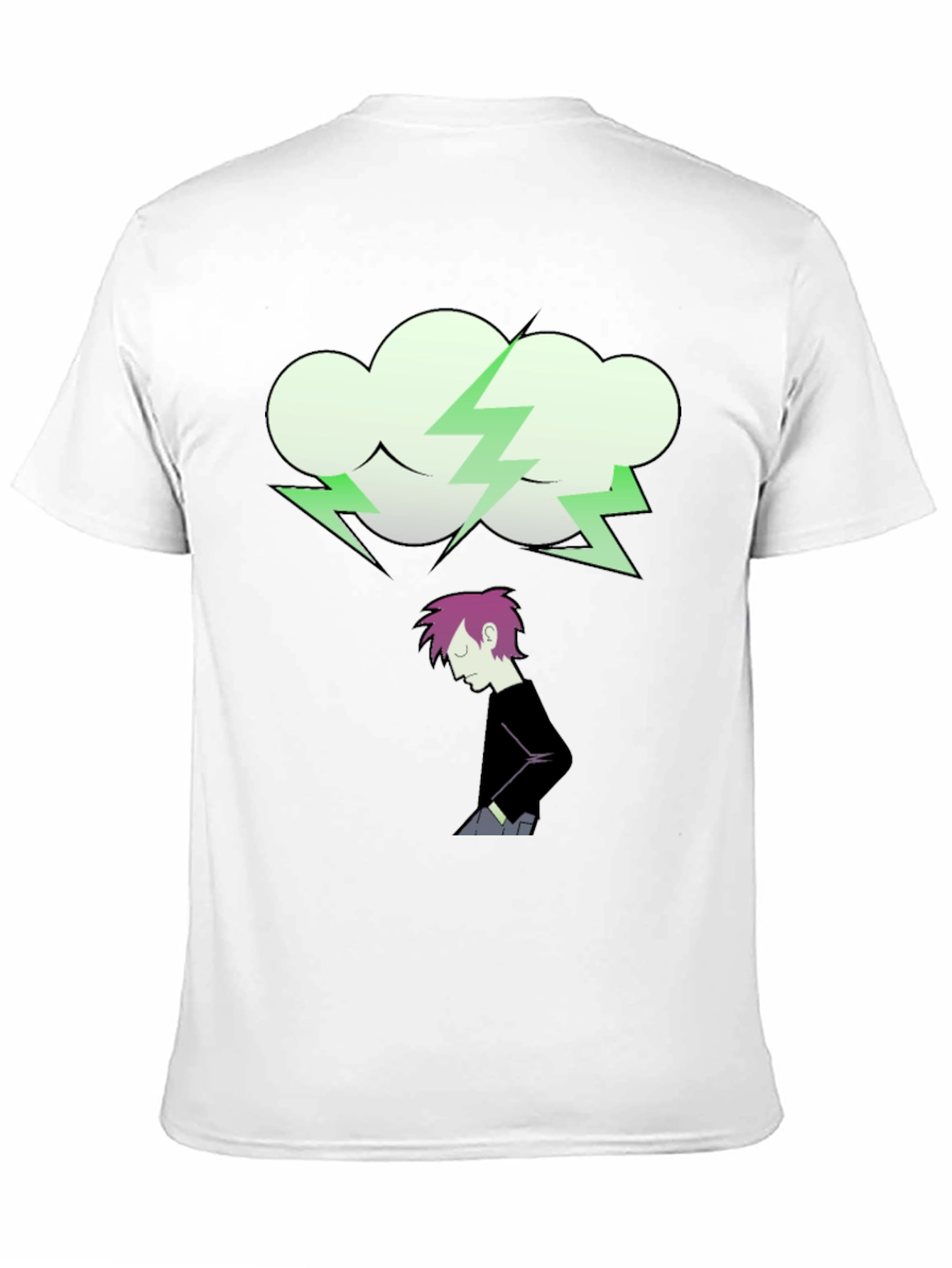 Cartoon Cloud Lightning Bolt Graphic Tee