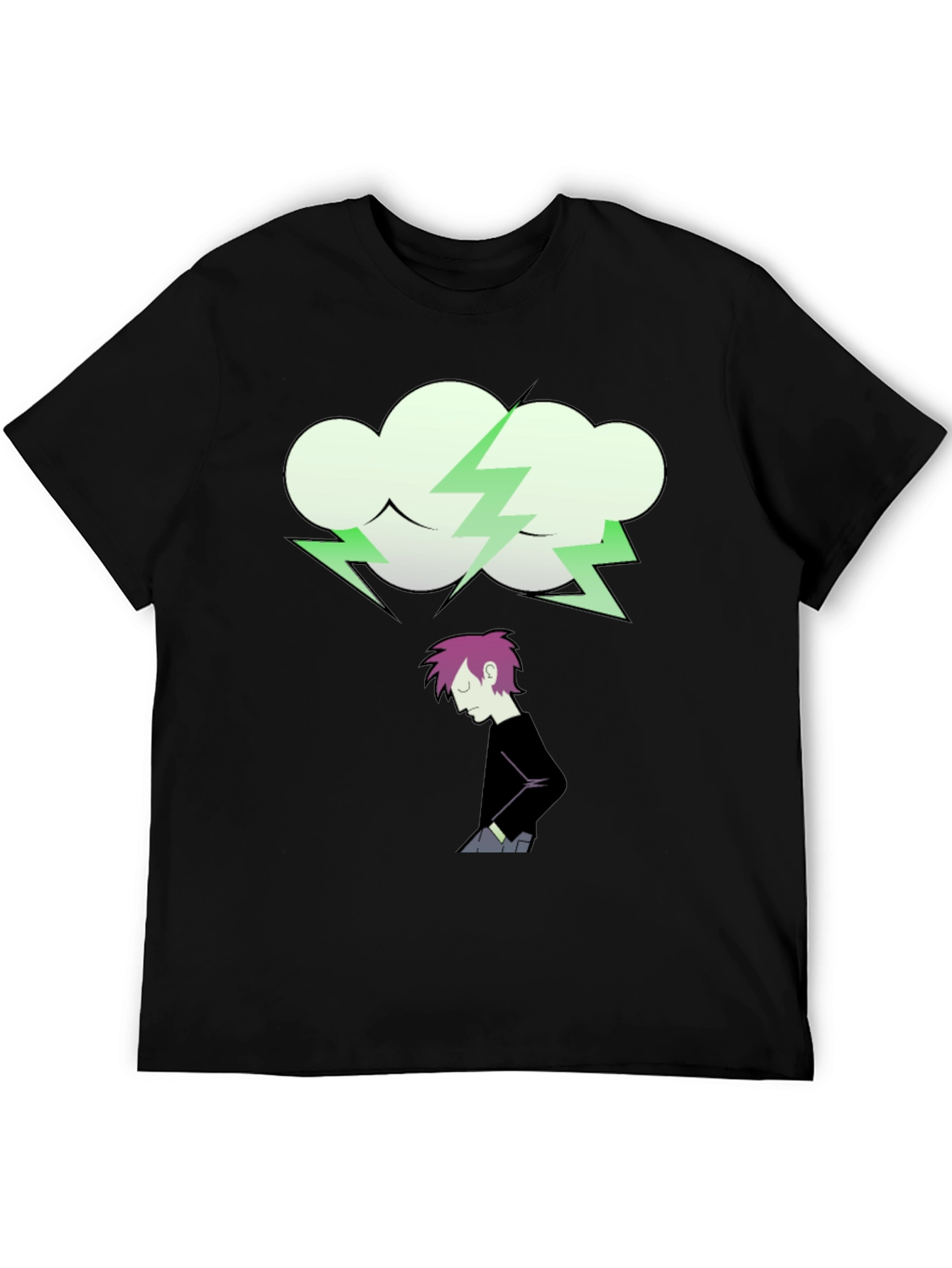 Cartoon Cloud Lightning Bolt Graphic Tee