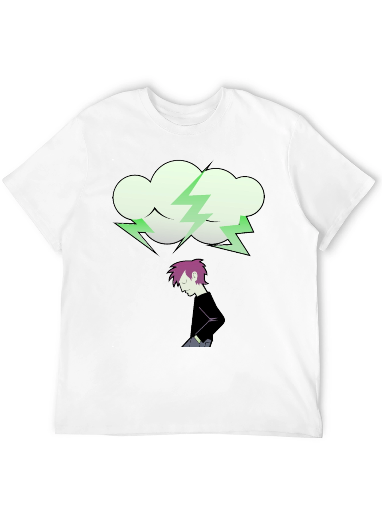 Cartoon Cloud Lightning Bolt Graphic Tee