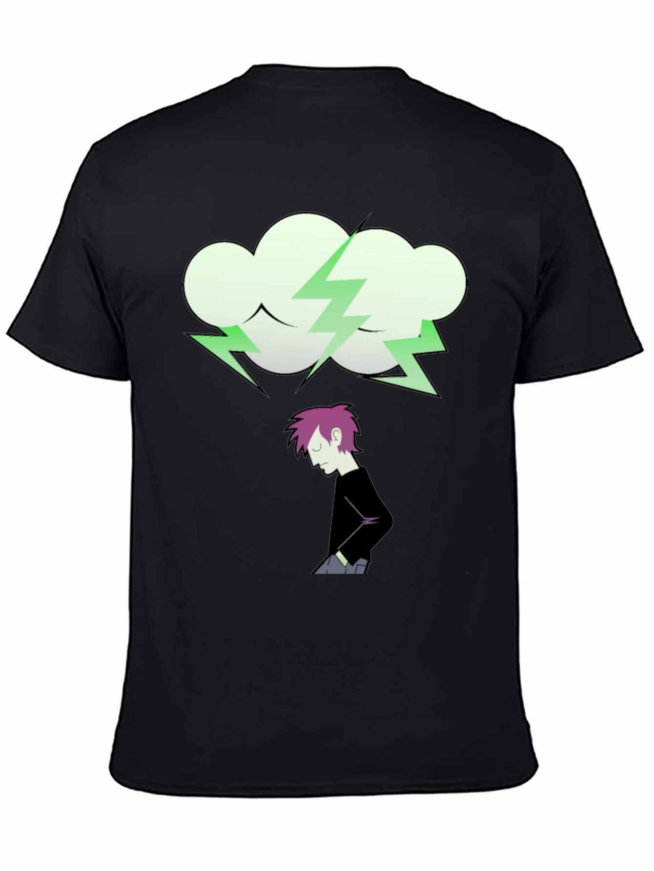 Cartoon Cloud Lightning Bolt Graphic Tee