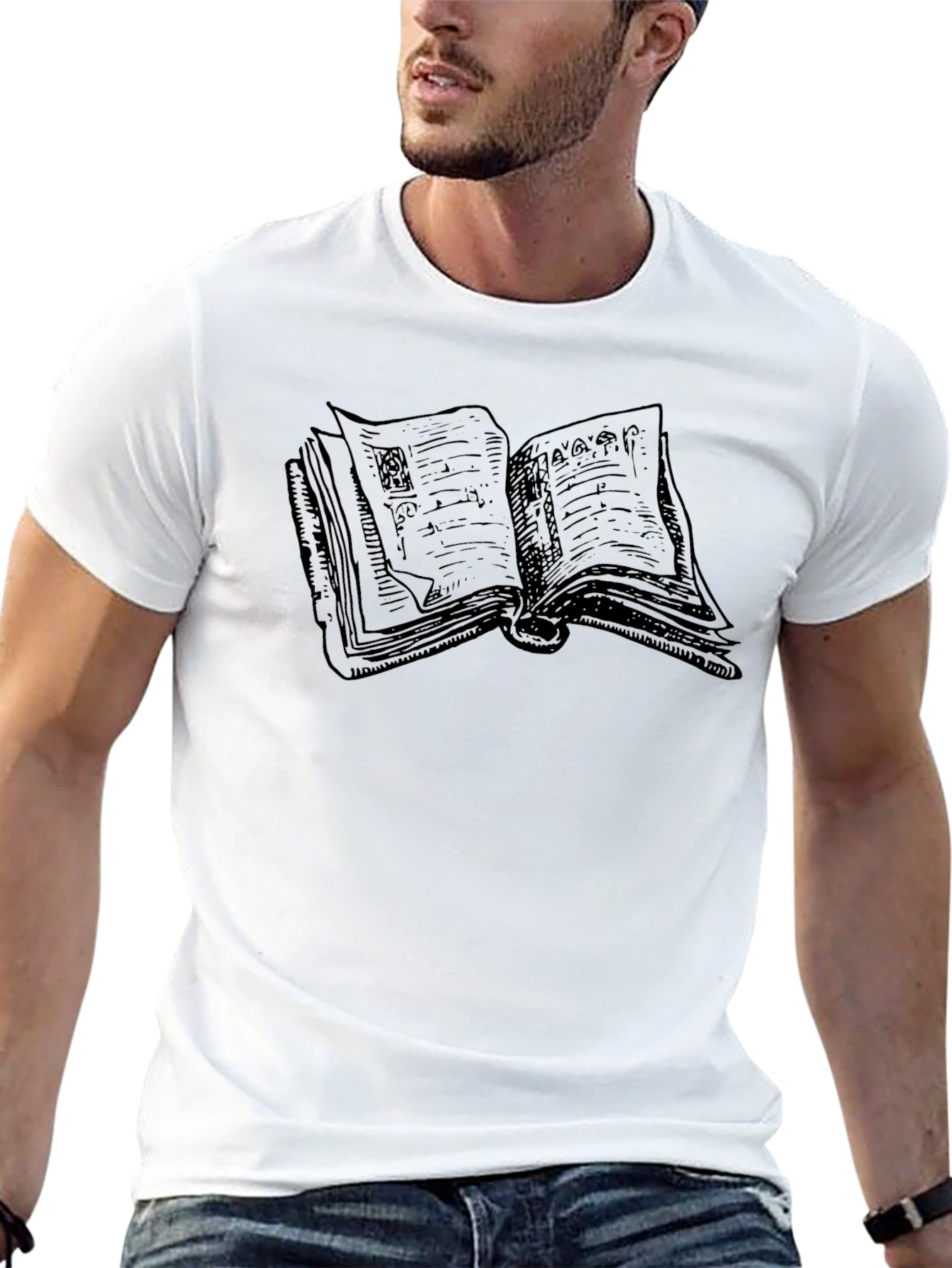 Open Book Graphic T-Shirt - Unisex Black Tee
