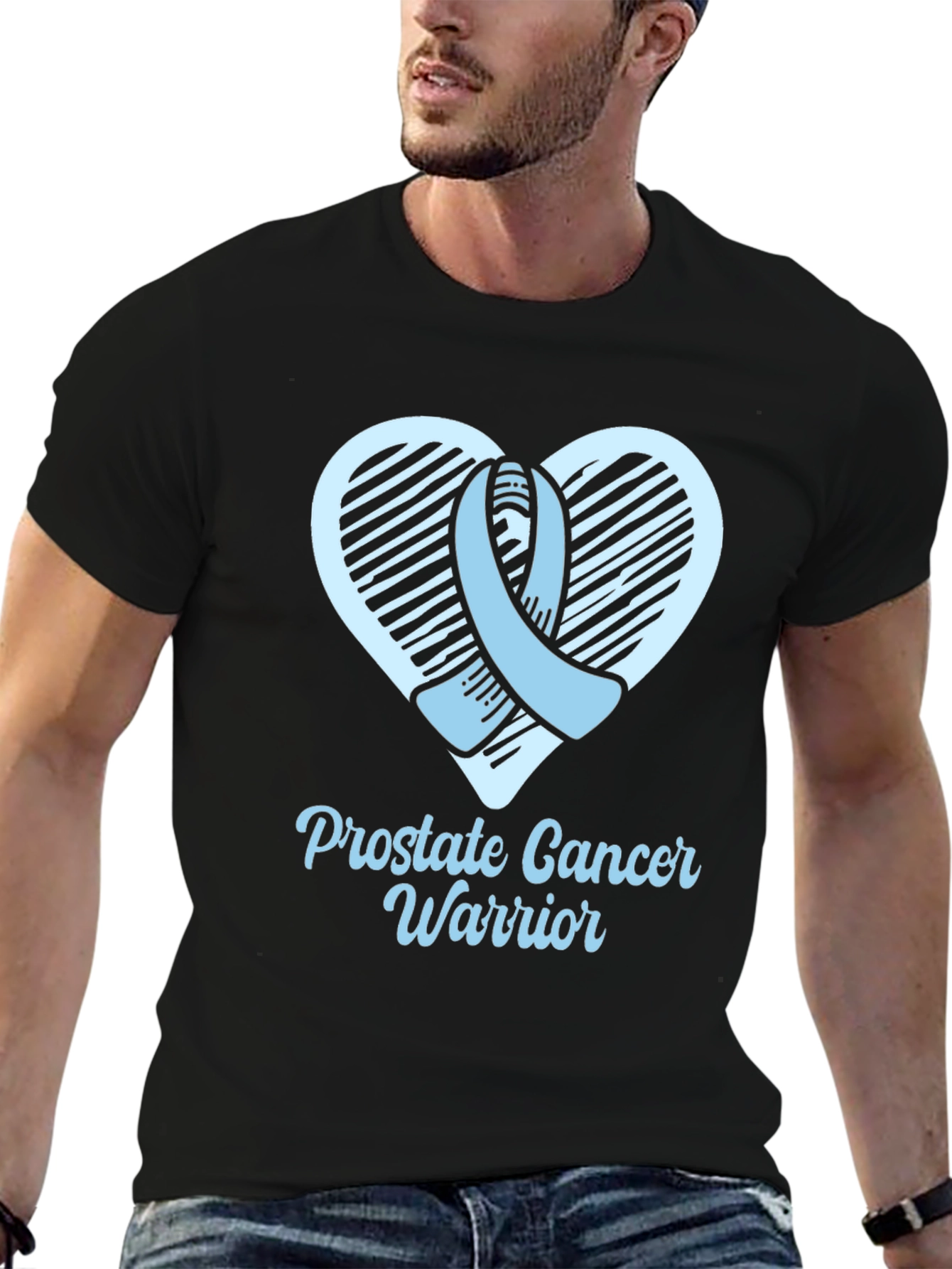 Prostate Cancer Warrior Ribbon Heart Tee