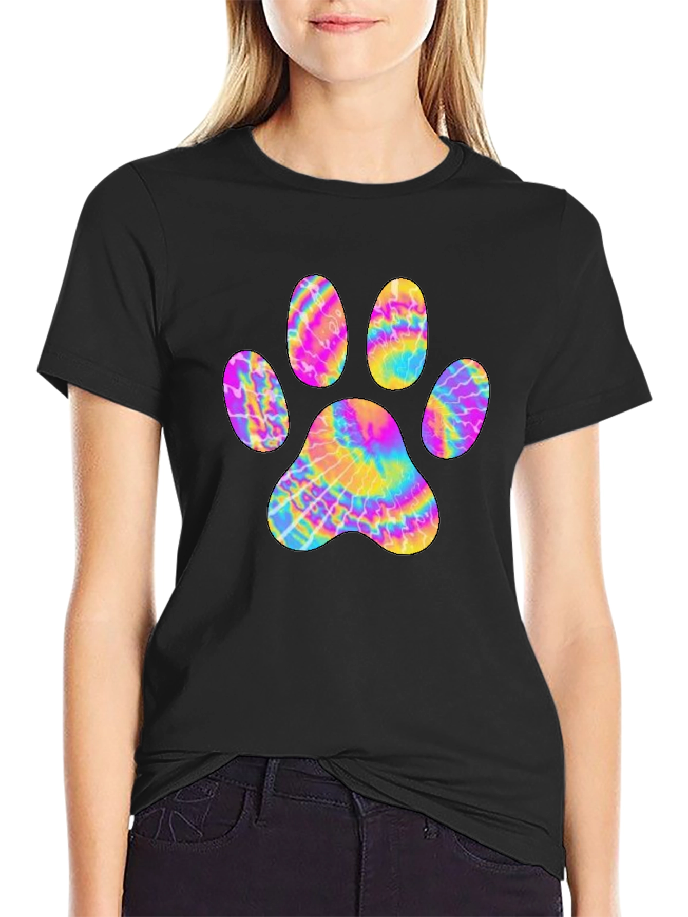Tie-Dye Paw Print Graphic Tee