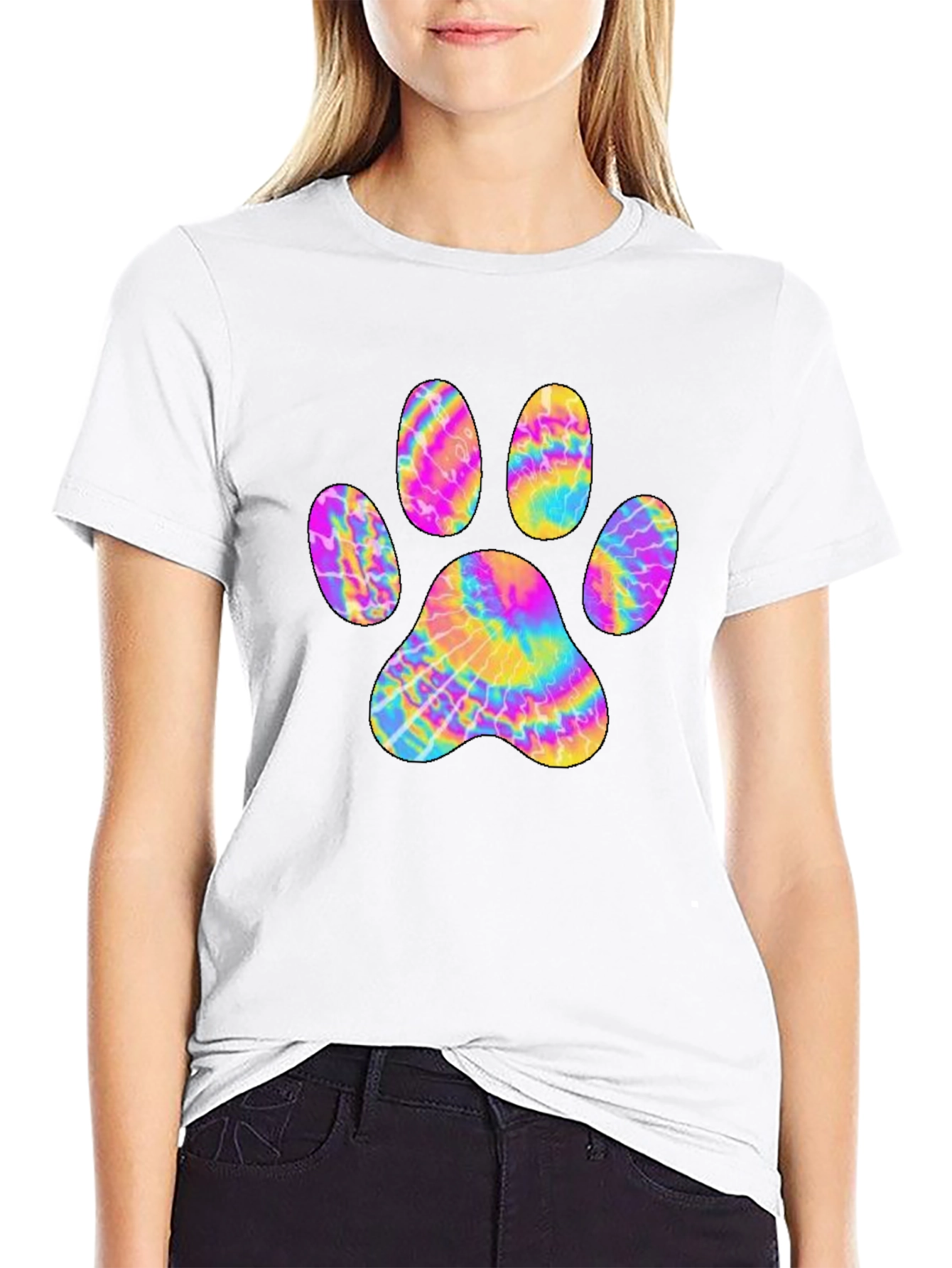 Tie-Dye Paw Print Graphic Tee