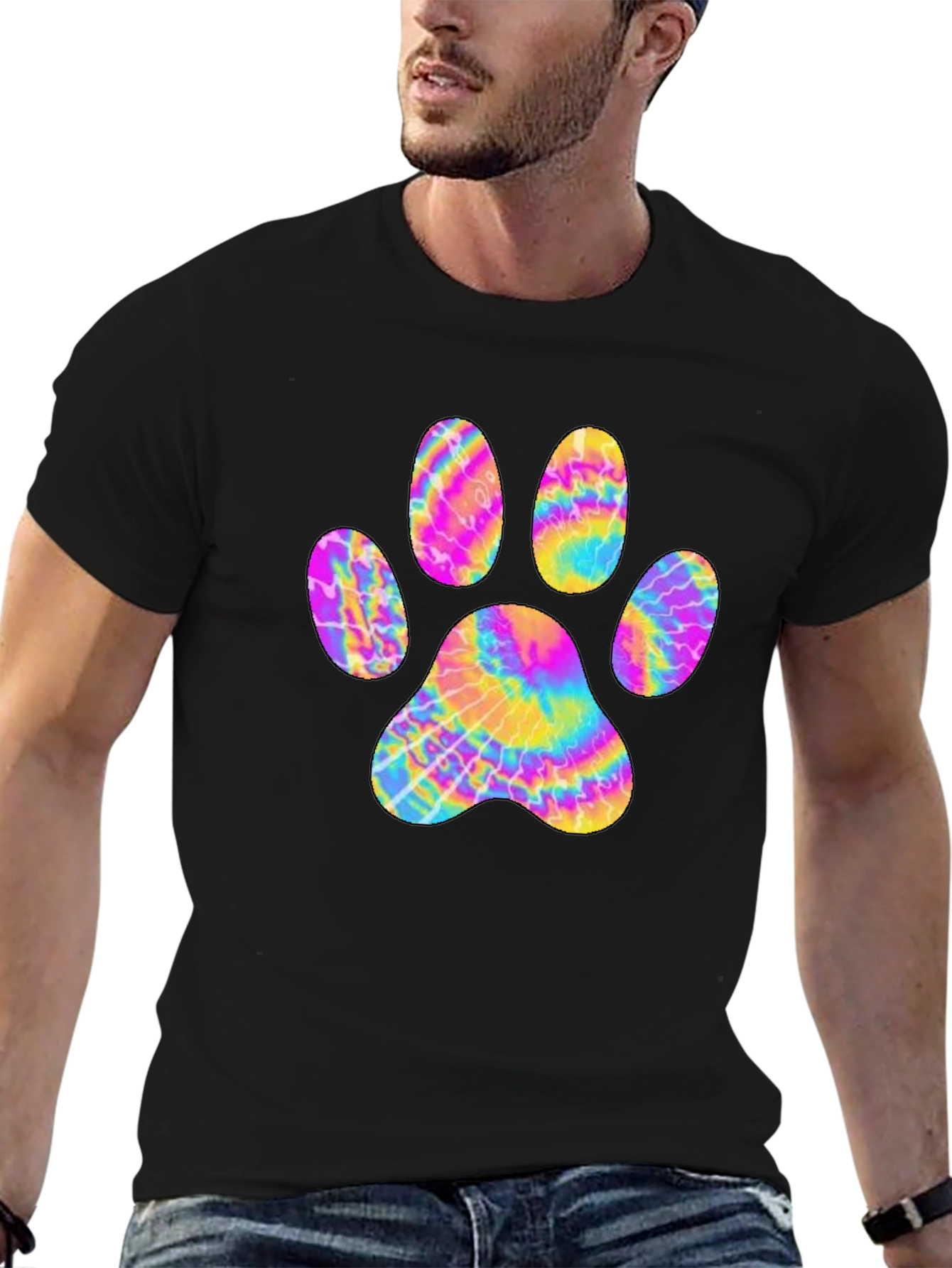 Tie-Dye Paw Print Graphic Tee
