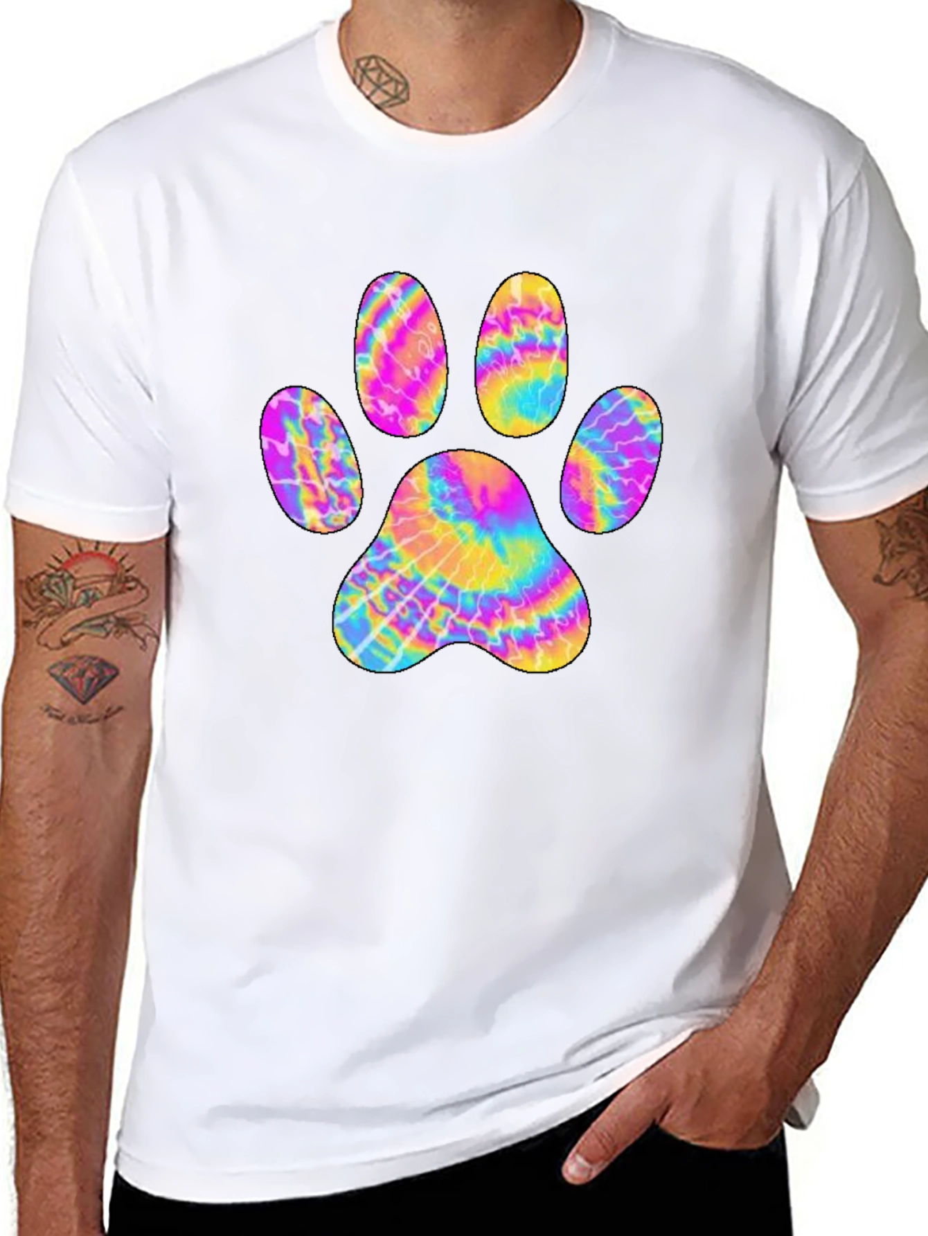 Tie-Dye Paw Print Graphic Tee