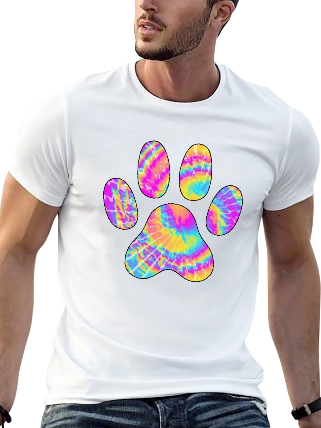 Tie-Dye Paw Print Graphic Tee