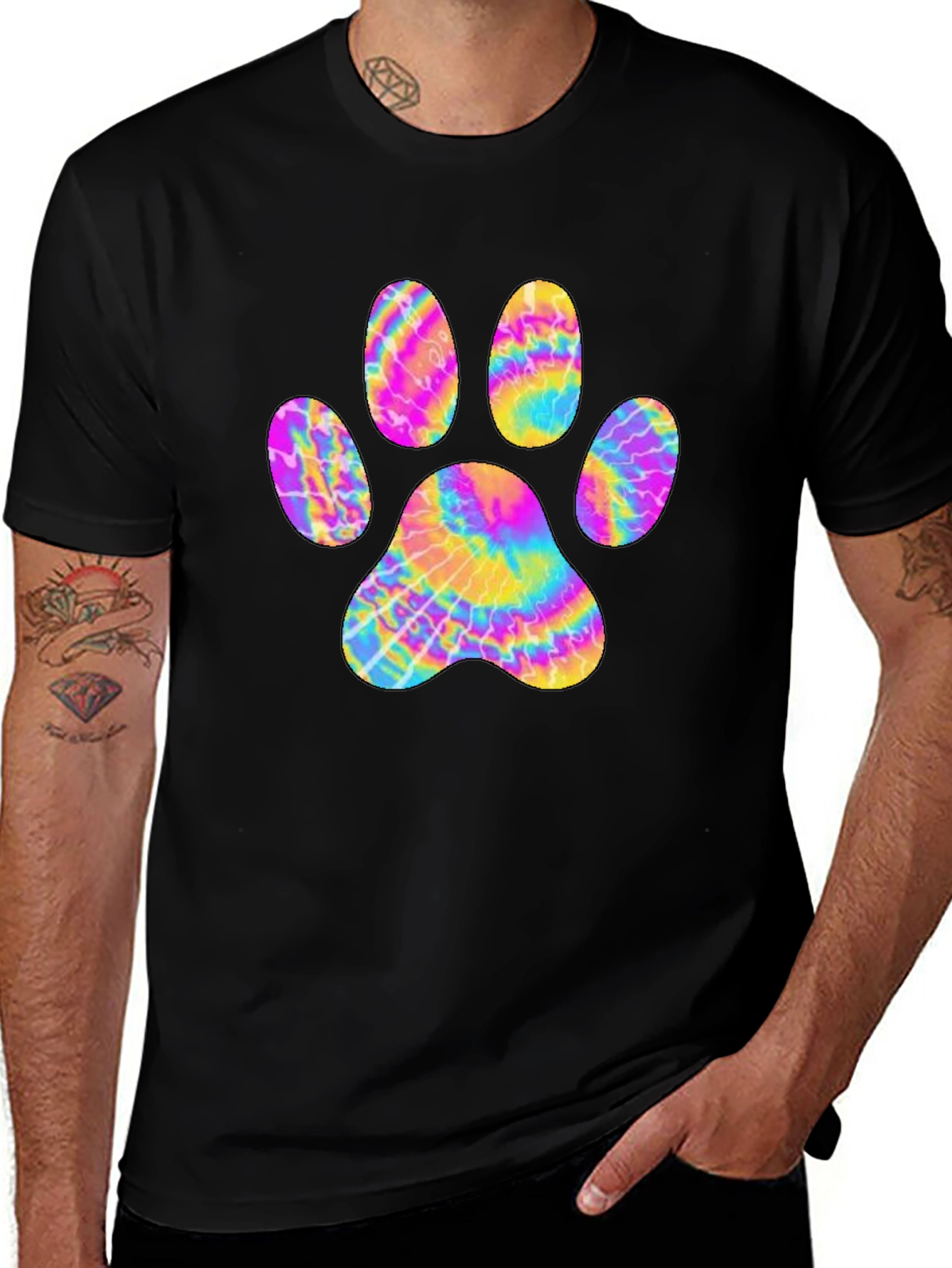 Tie-Dye Paw Print Graphic Tee
