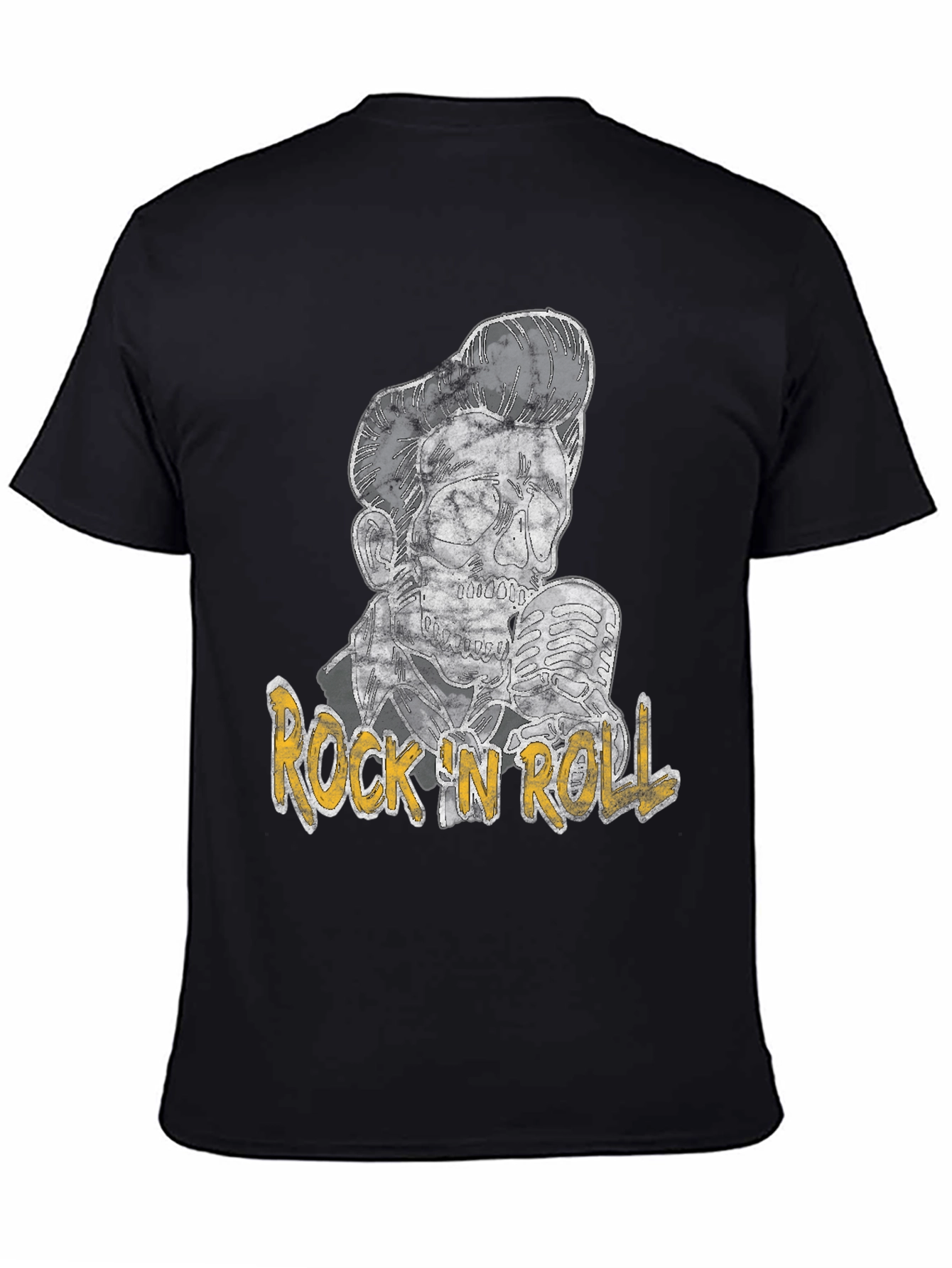Rock n Roll Skeleton Graphic Black T-Shirt