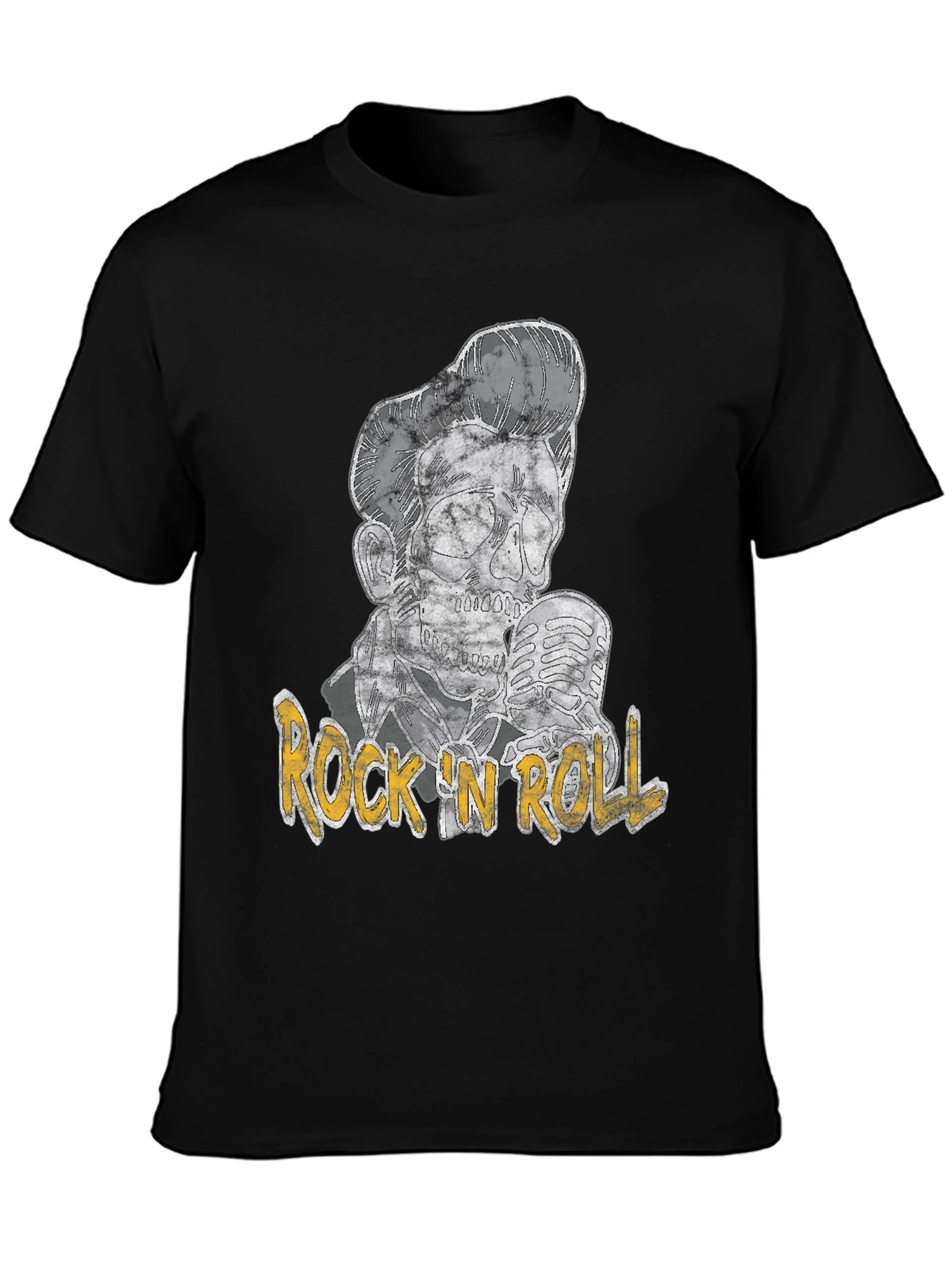 Rock n Roll Skeleton Graphic Black T-Shirt