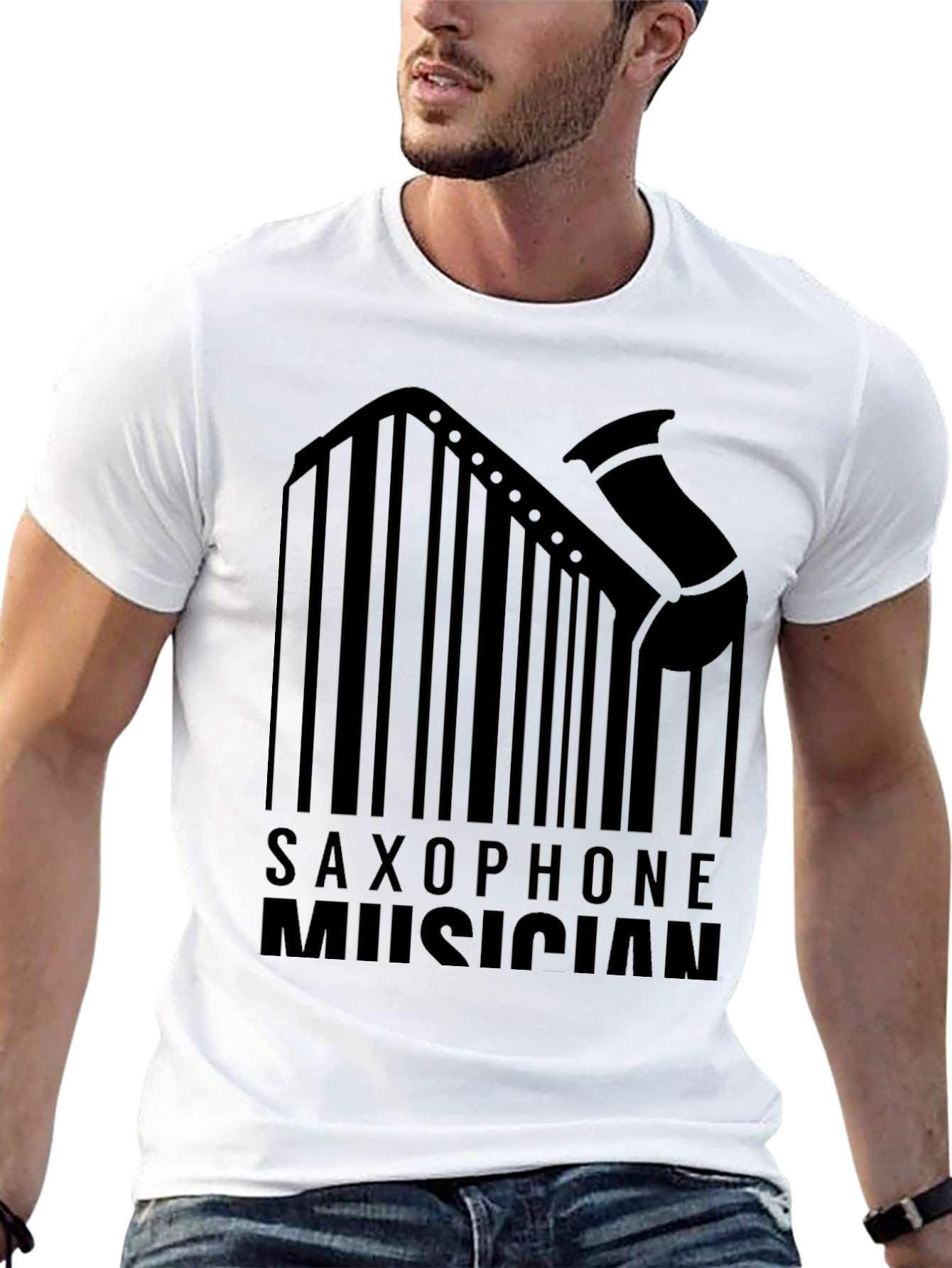 Saxophone Musician Barcode Design T-Shirt