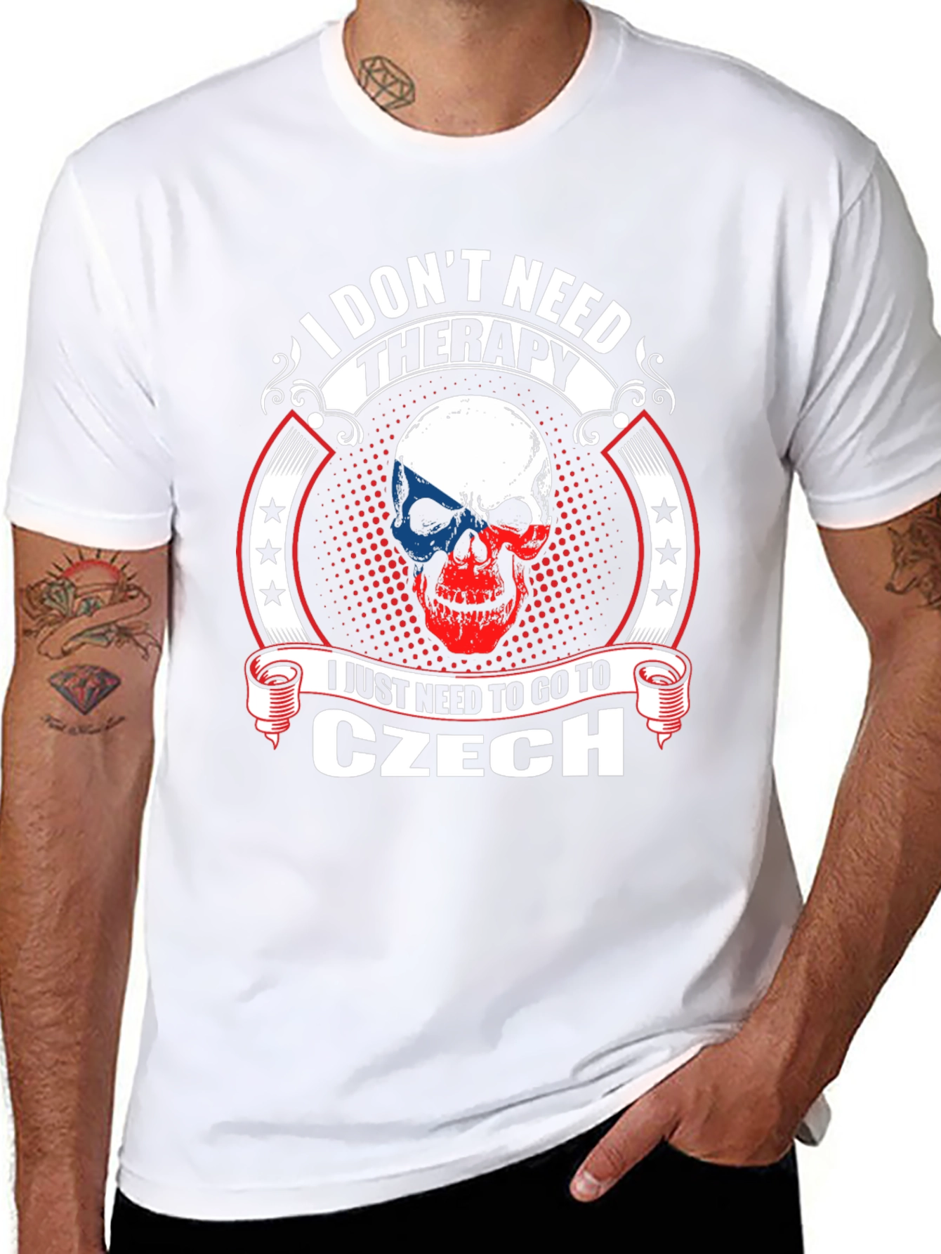 Czech Republic Skull T-Shirt - I Dont Need Therapy