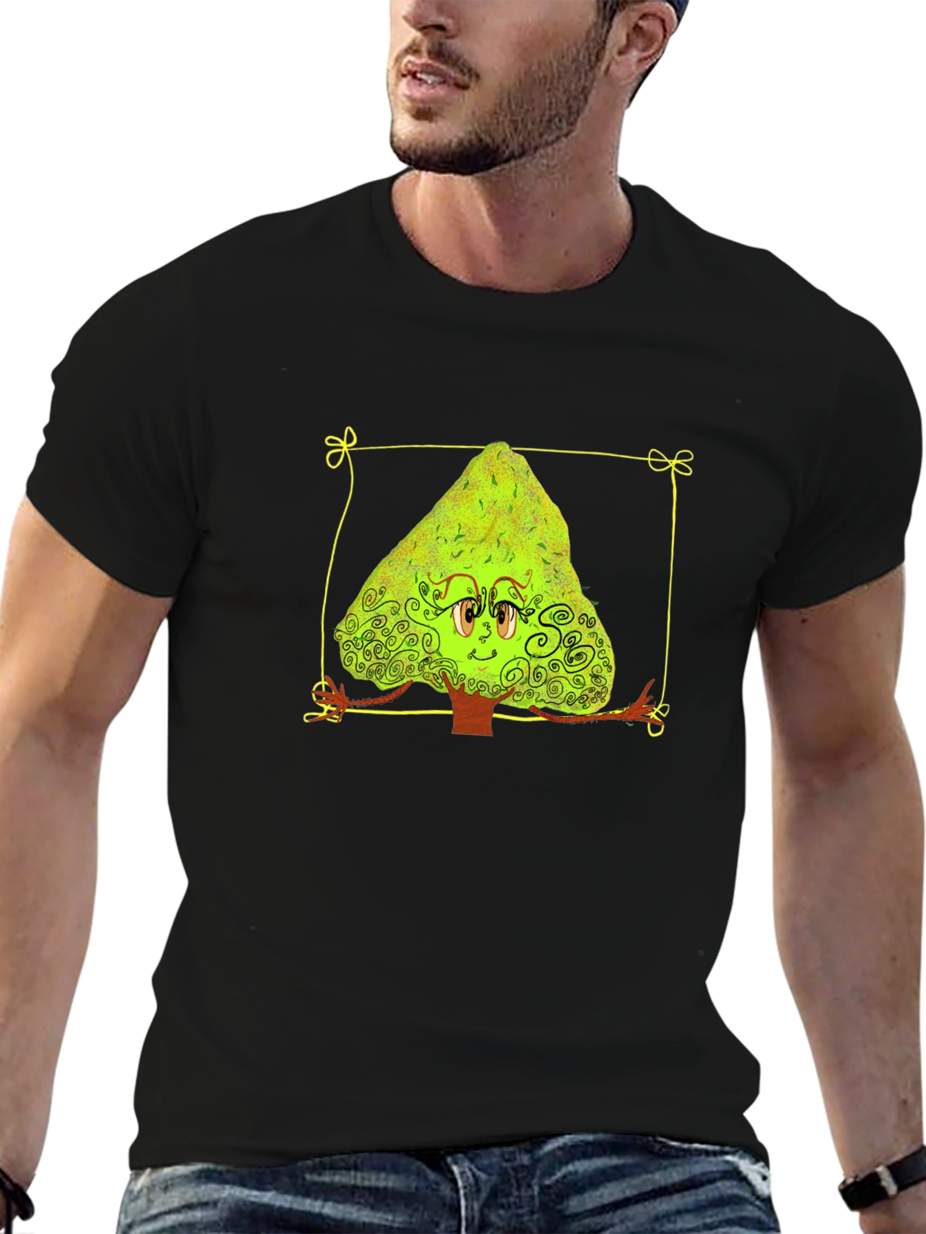 Cartoon Tree Graphic Tee - Unique Design