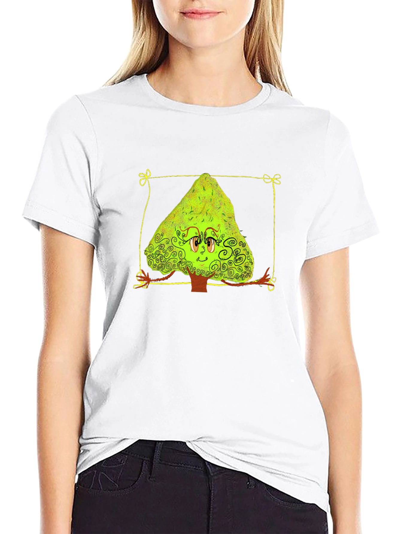 Cartoon Tree Graphic Tee - Unique Design