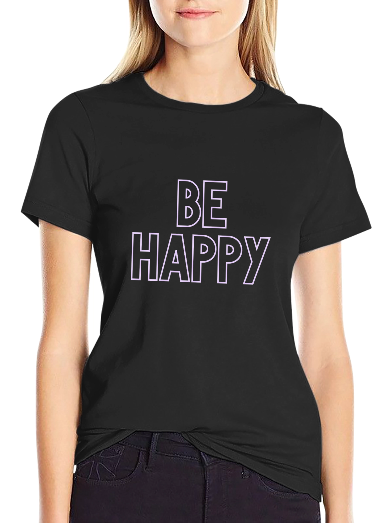 Be Happy Black T-Shirt