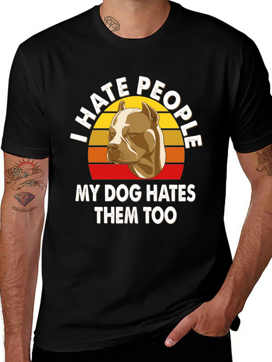 I Hate People Pitbull T-Shirt Funny Dog Lover Tee