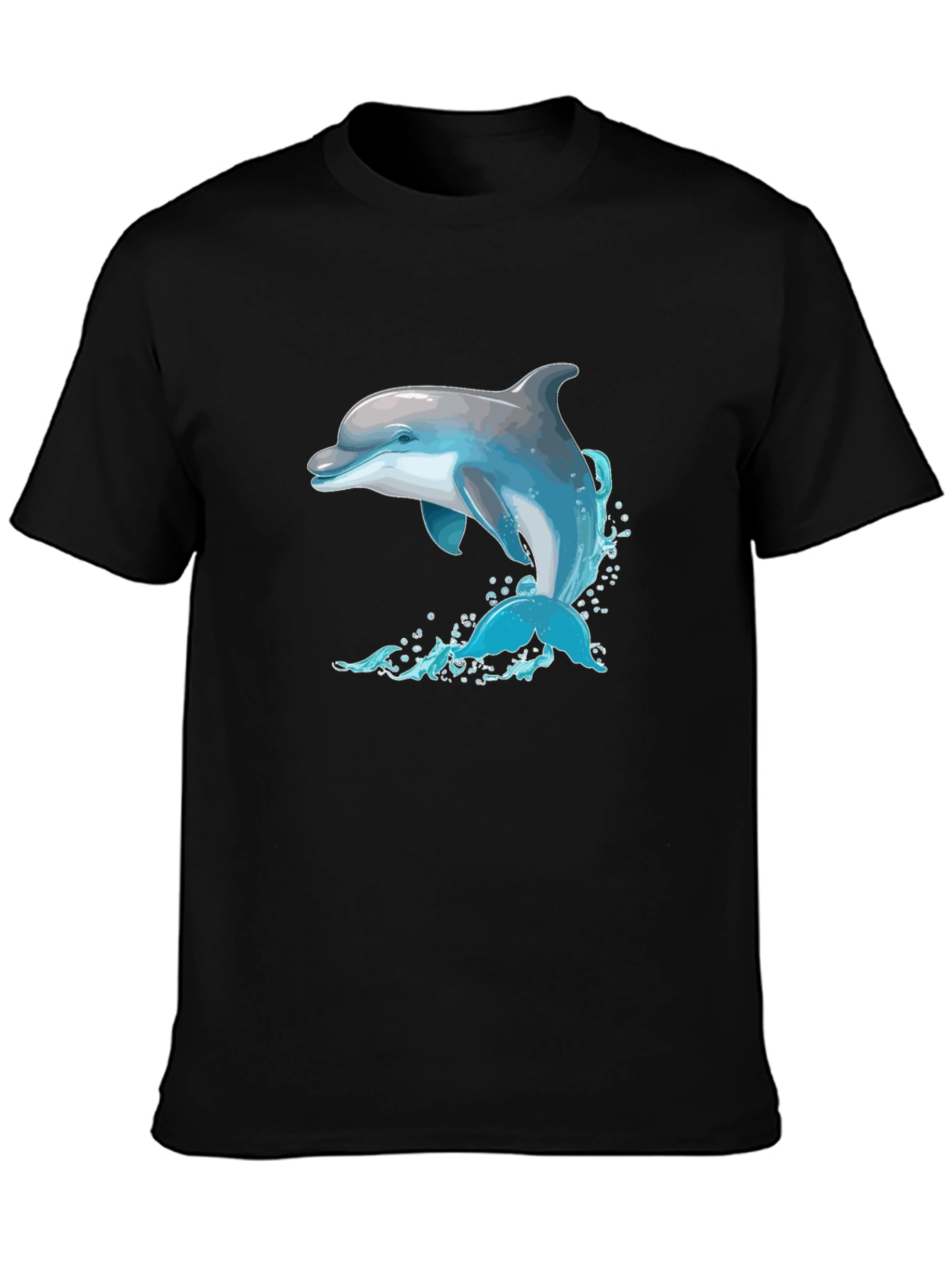 Dolphin Splash Graphic Black T-Shirt