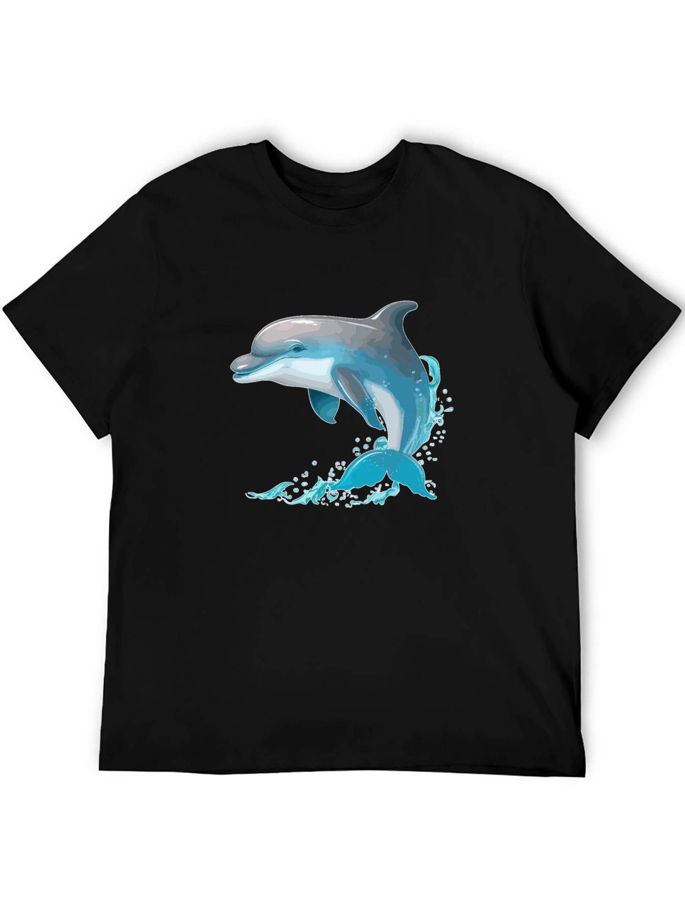 Dolphin Splash Graphic Black T-Shirt