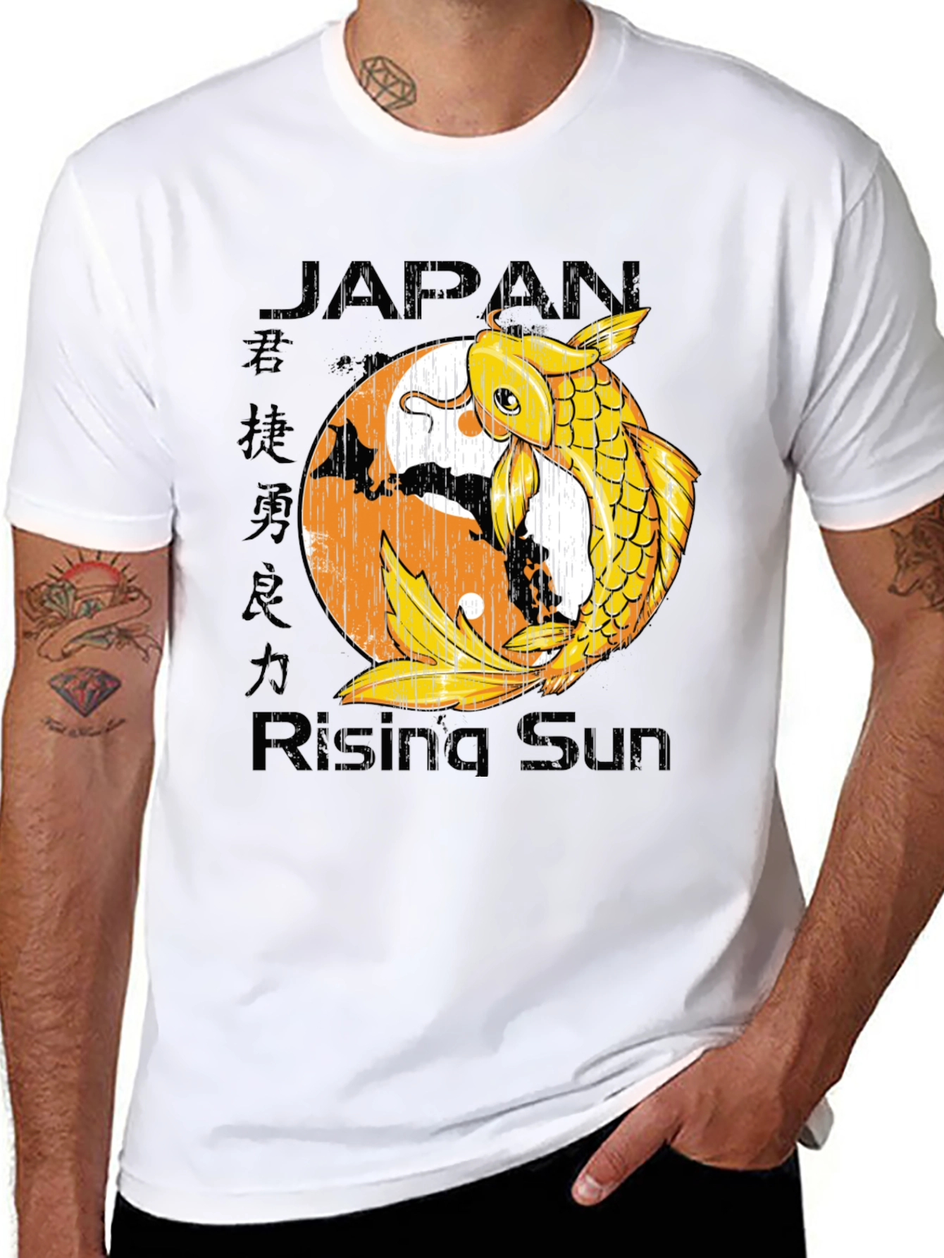 Japan Rising Sun Koi Fish Graphic Tee