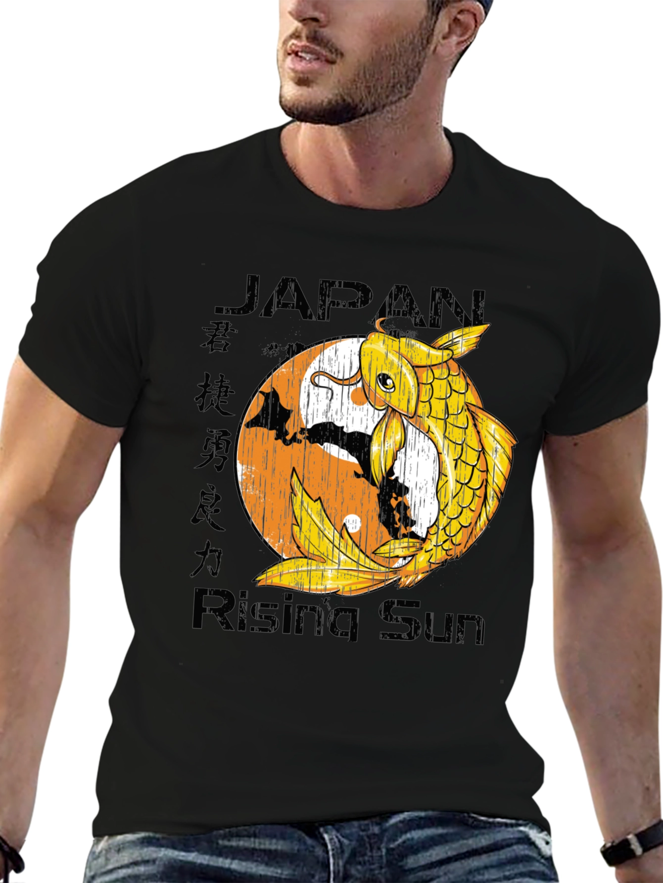 Japan Rising Sun Koi Fish Graphic Tee