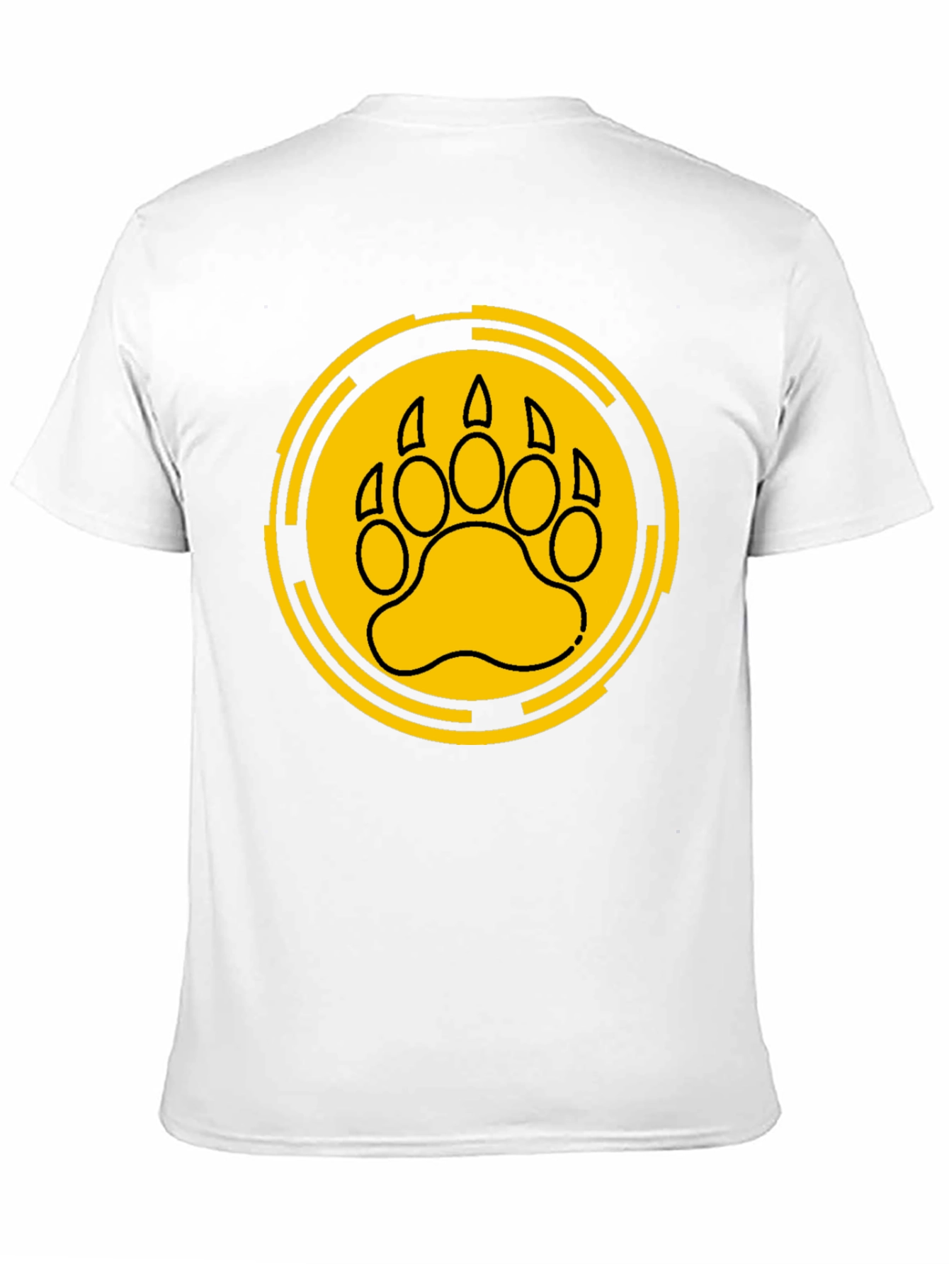 Bear Paw Print Graphic Tee - Black Cotton T-Shirt