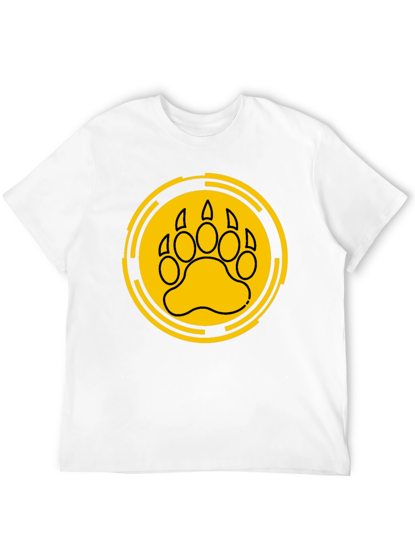 Bear Paw Print Graphic Tee - Black Cotton T-Shirt