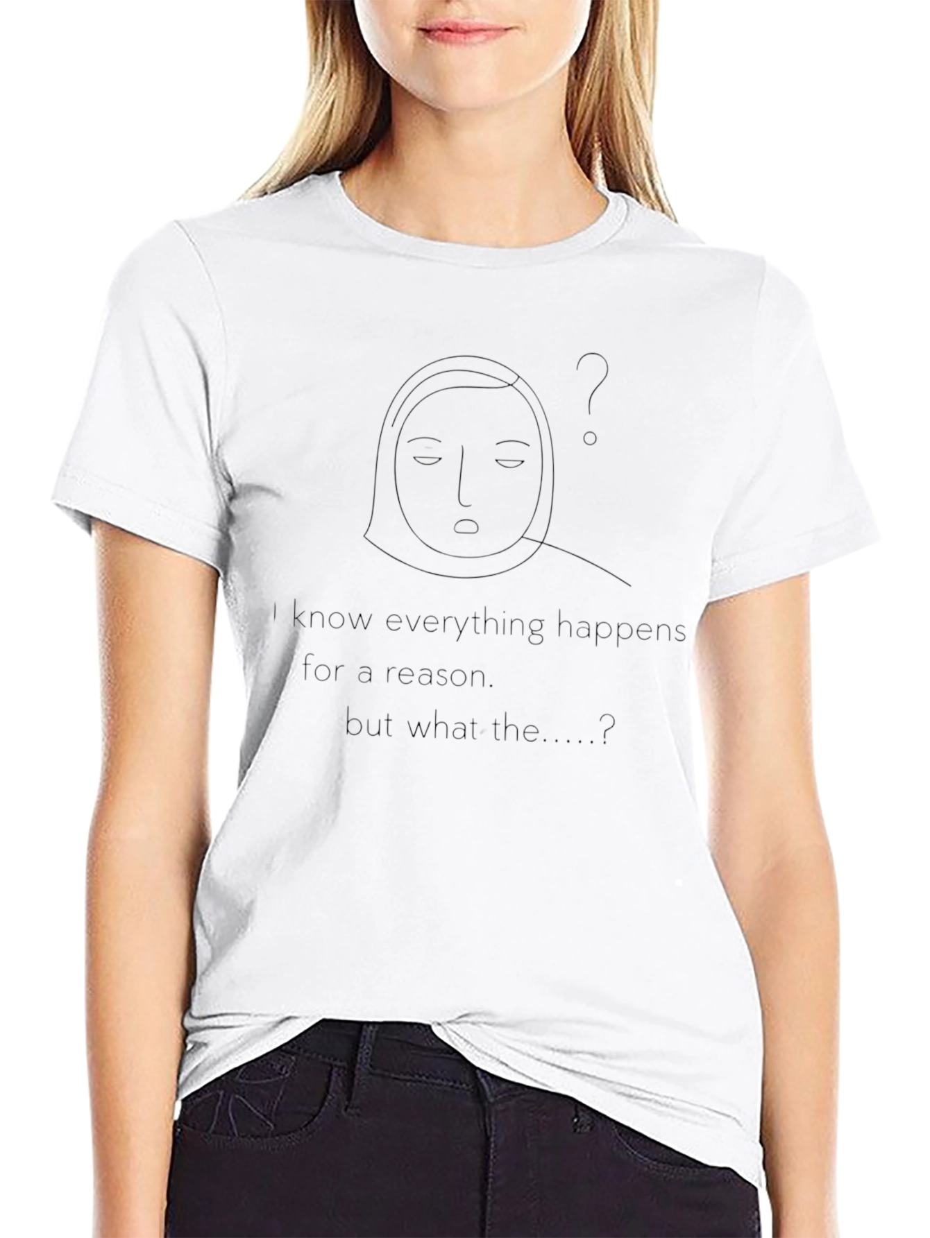 Minimalist Face Outline Black T-Shirt