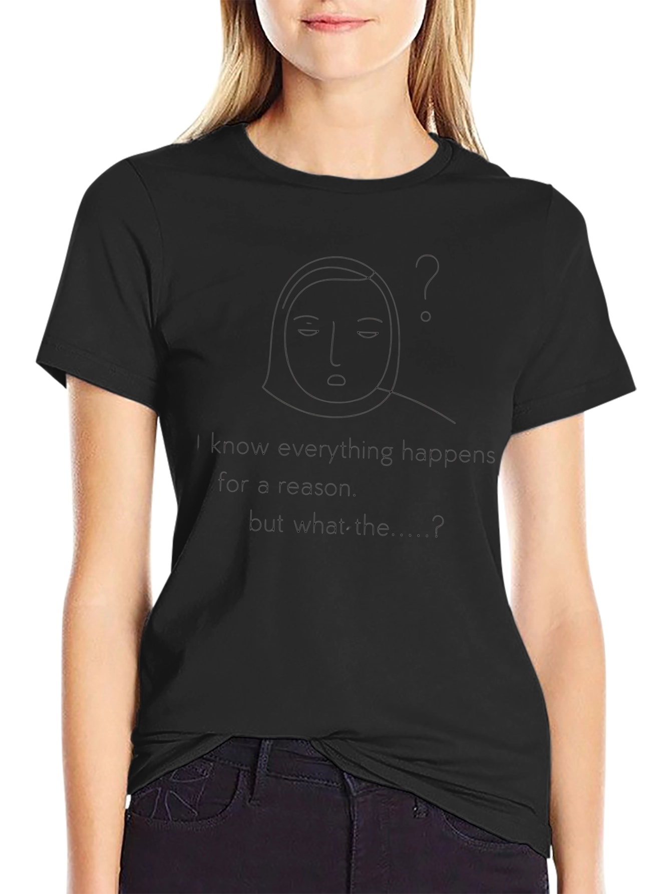 Minimalist Face Outline Black T-Shirt