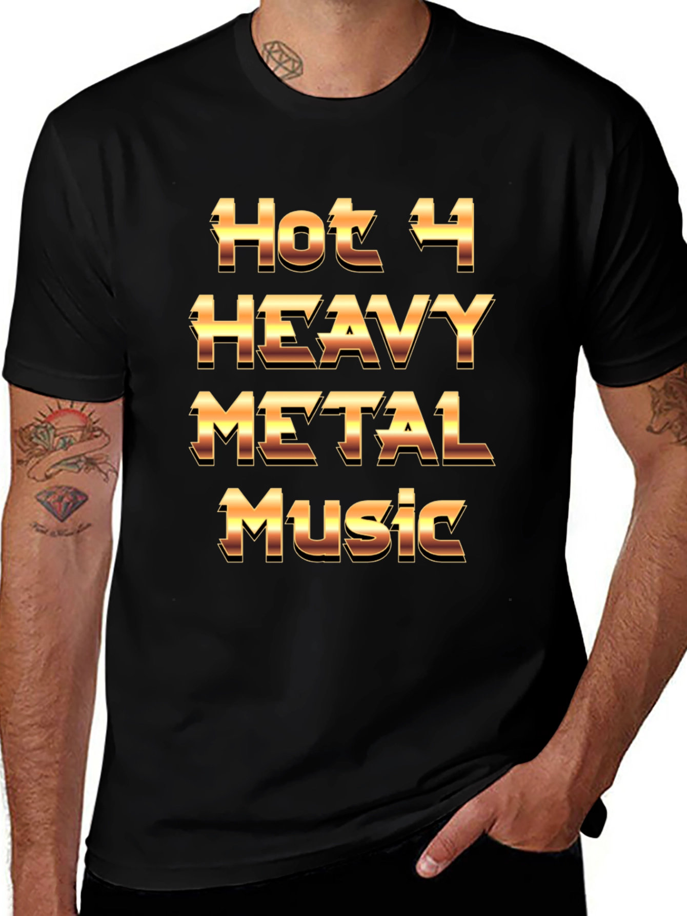 Hot 4 Heavy Metal Music Graphic Black T-Shirt