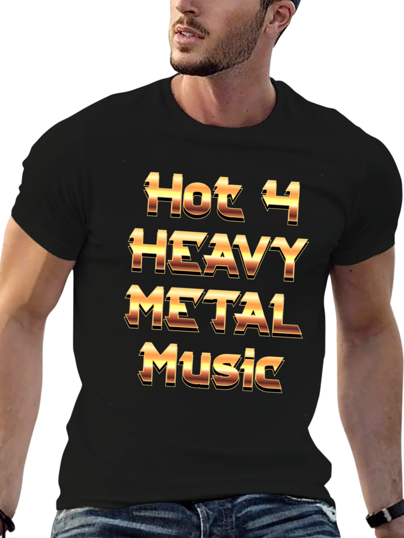 Hot 4 Heavy Metal Music Graphic Black T-Shirt