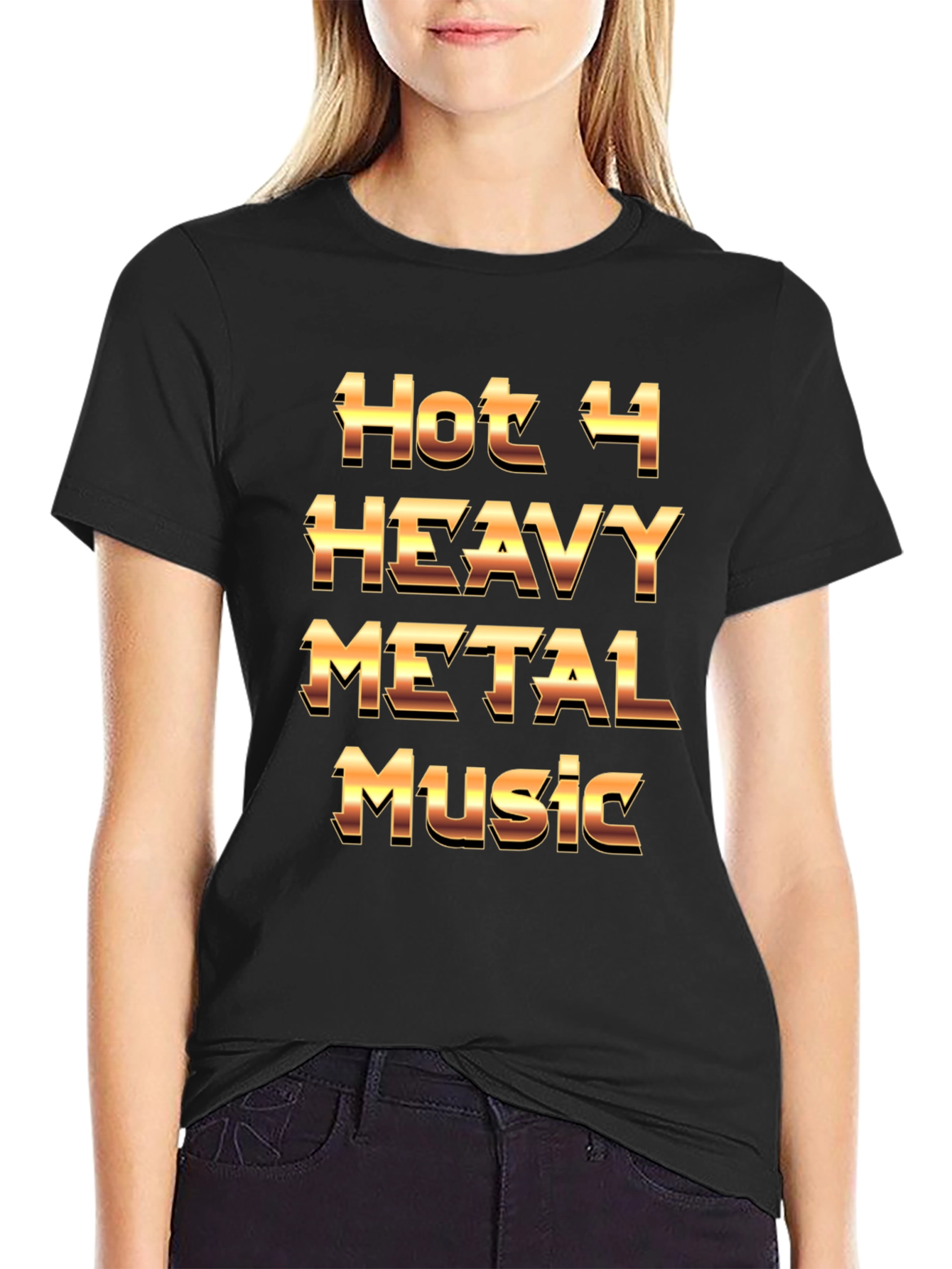 Hot 4 Heavy Metal Music Graphic Black T-Shirt