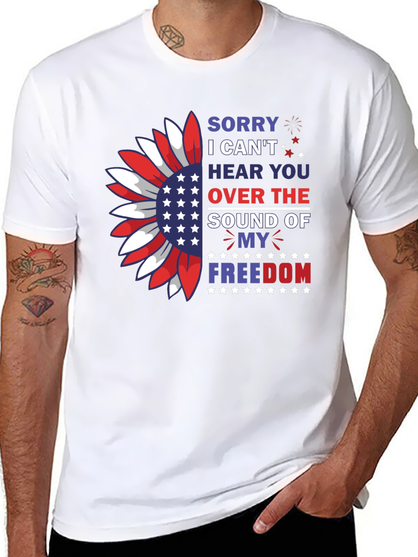 Patriotic Freedom T-Shirt - USA Sunflower Design