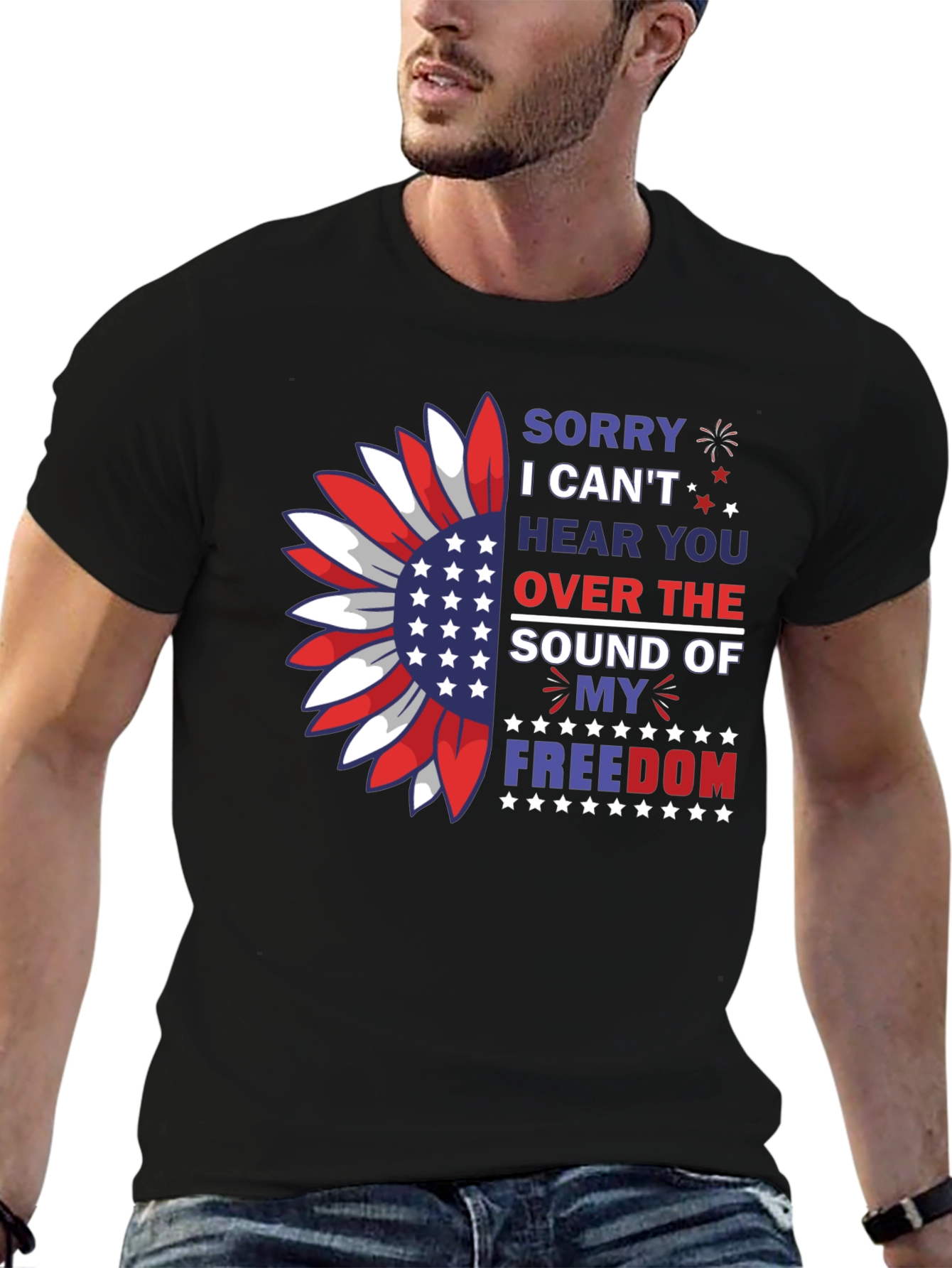 Patriotic Freedom T-Shirt - USA Sunflower Design
