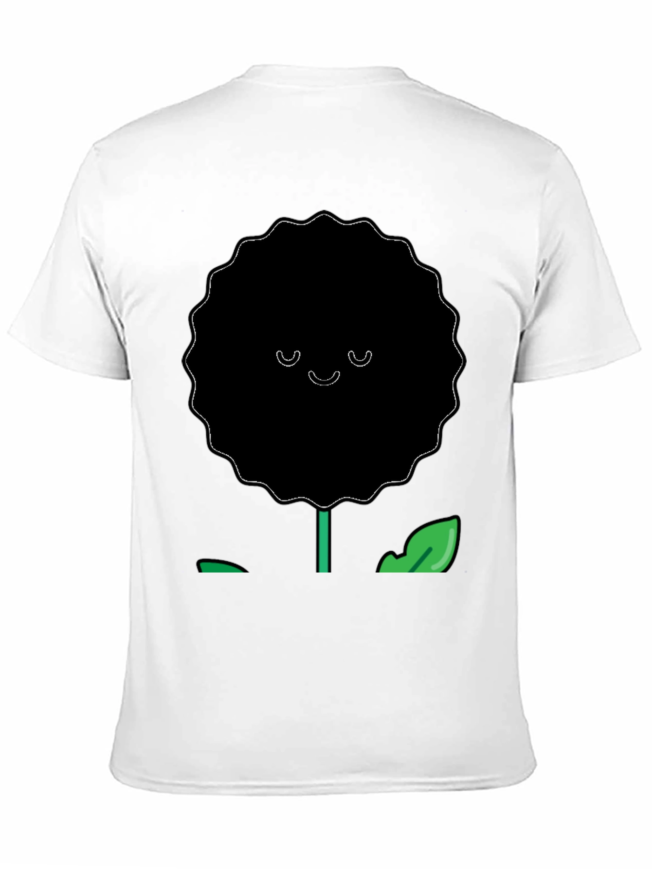 Smiling Flower Graphic T-Shirt - Casual Black Tee