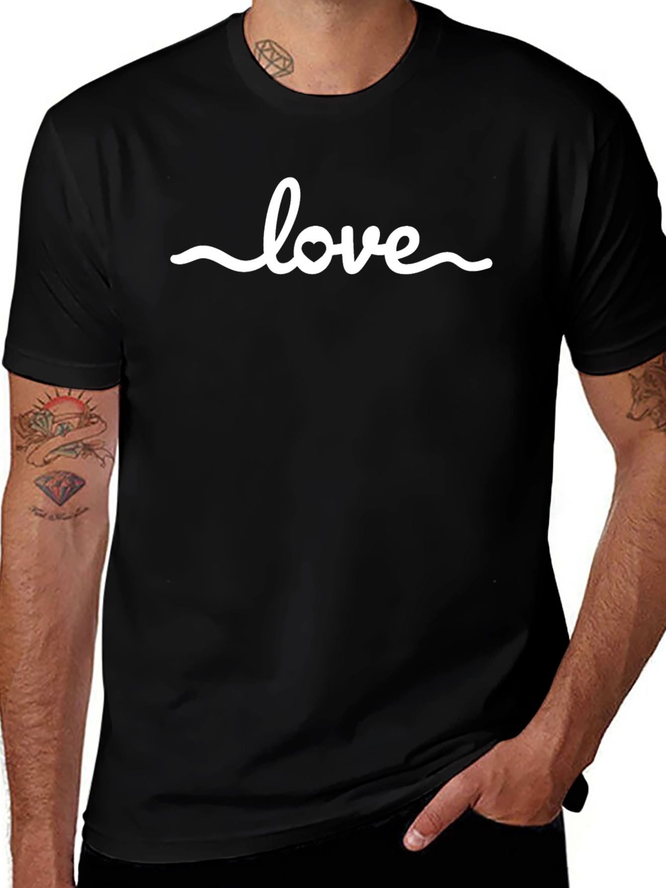 Love Heart Graphic Tee - Stylish Black Cotton Shirt
